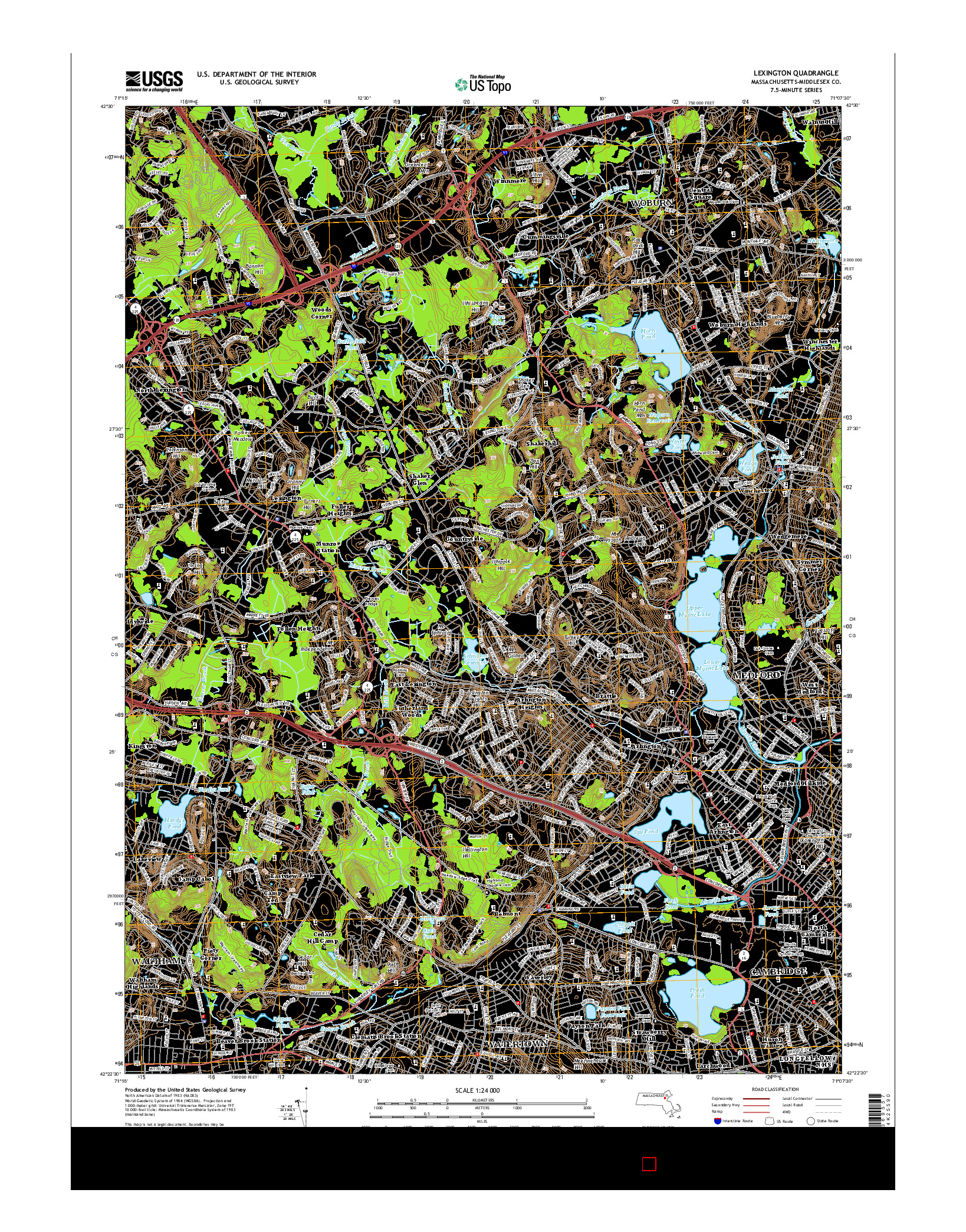 USGS US TOPO 7.5-MINUTE MAP FOR LEXINGTON, MA 2015