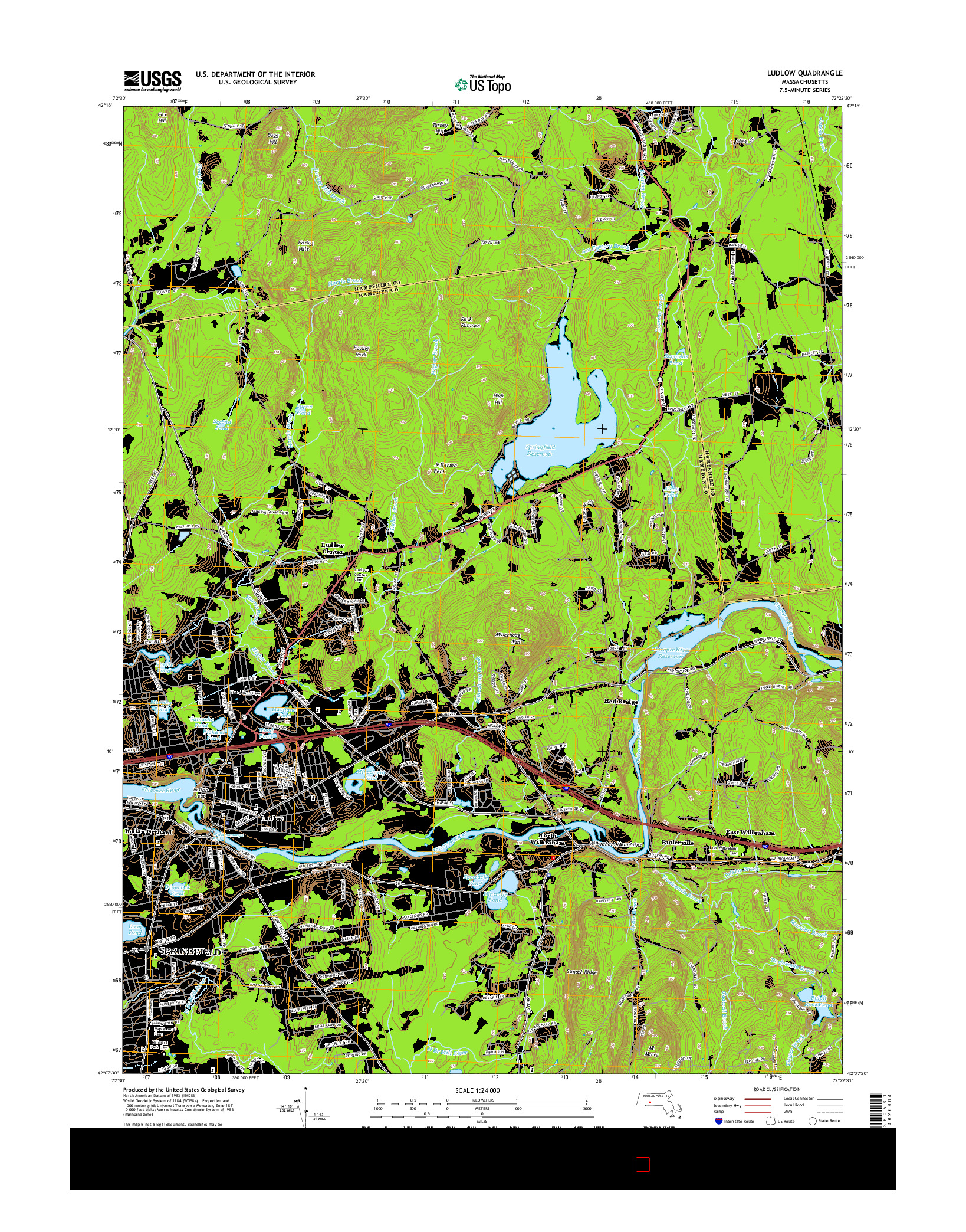 USGS US TOPO 7.5-MINUTE MAP FOR LUDLOW, MA 2015