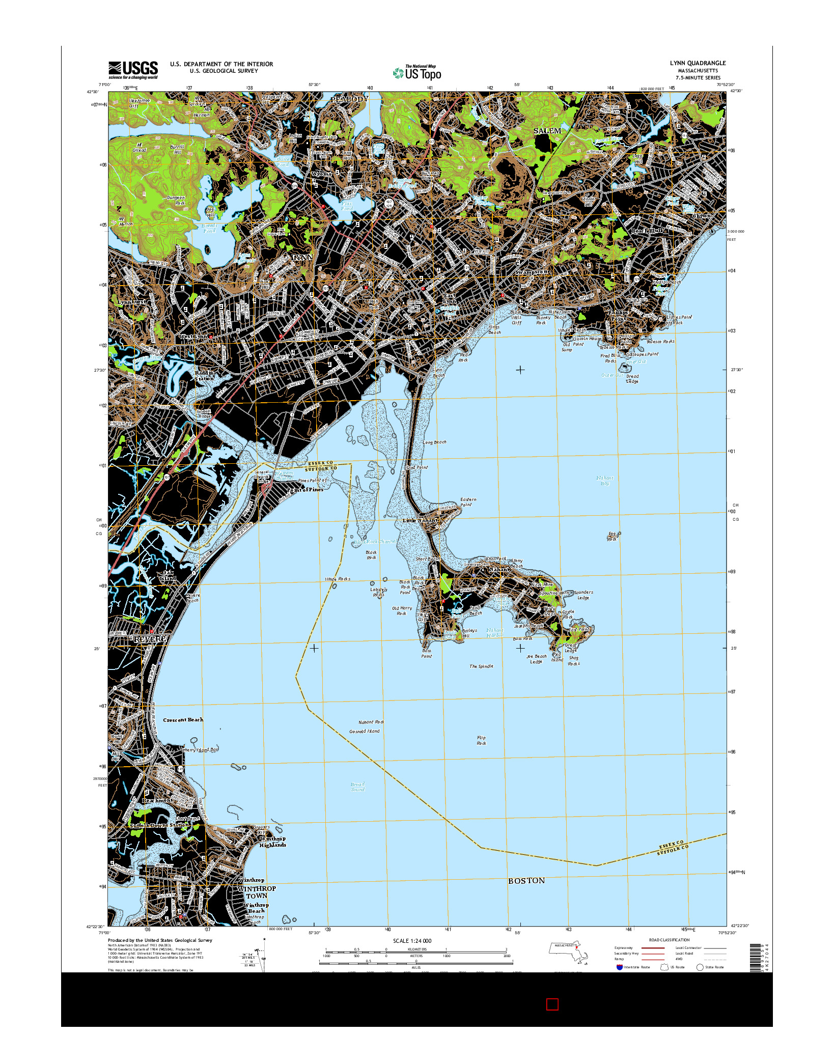 USGS US TOPO 7.5-MINUTE MAP FOR LYNN, MA 2015
