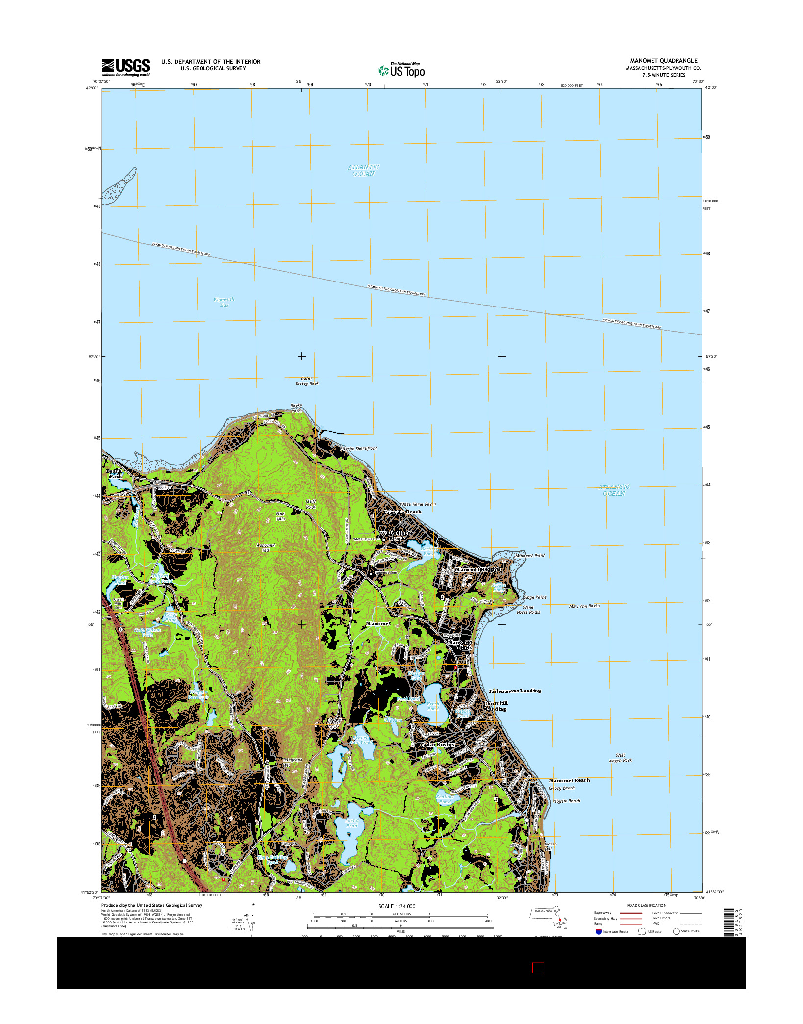 USGS US TOPO 7.5-MINUTE MAP FOR MANOMET, MA 2015