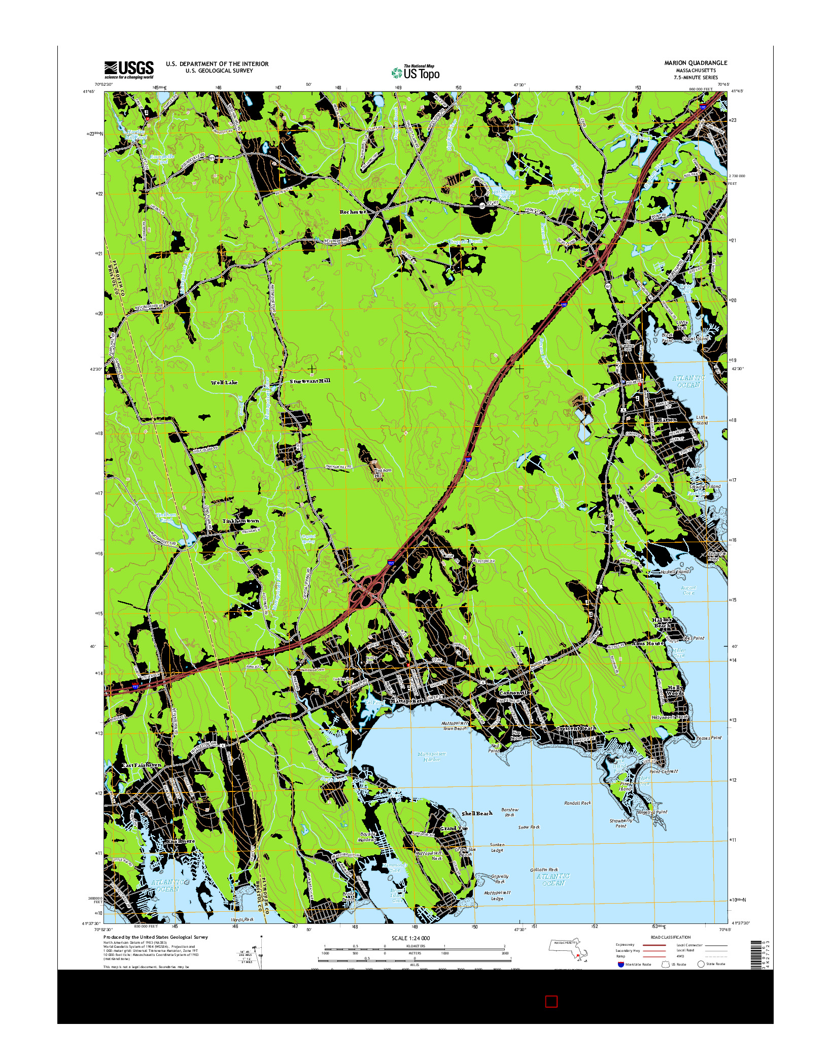 USGS US TOPO 7.5-MINUTE MAP FOR MARION, MA 2015