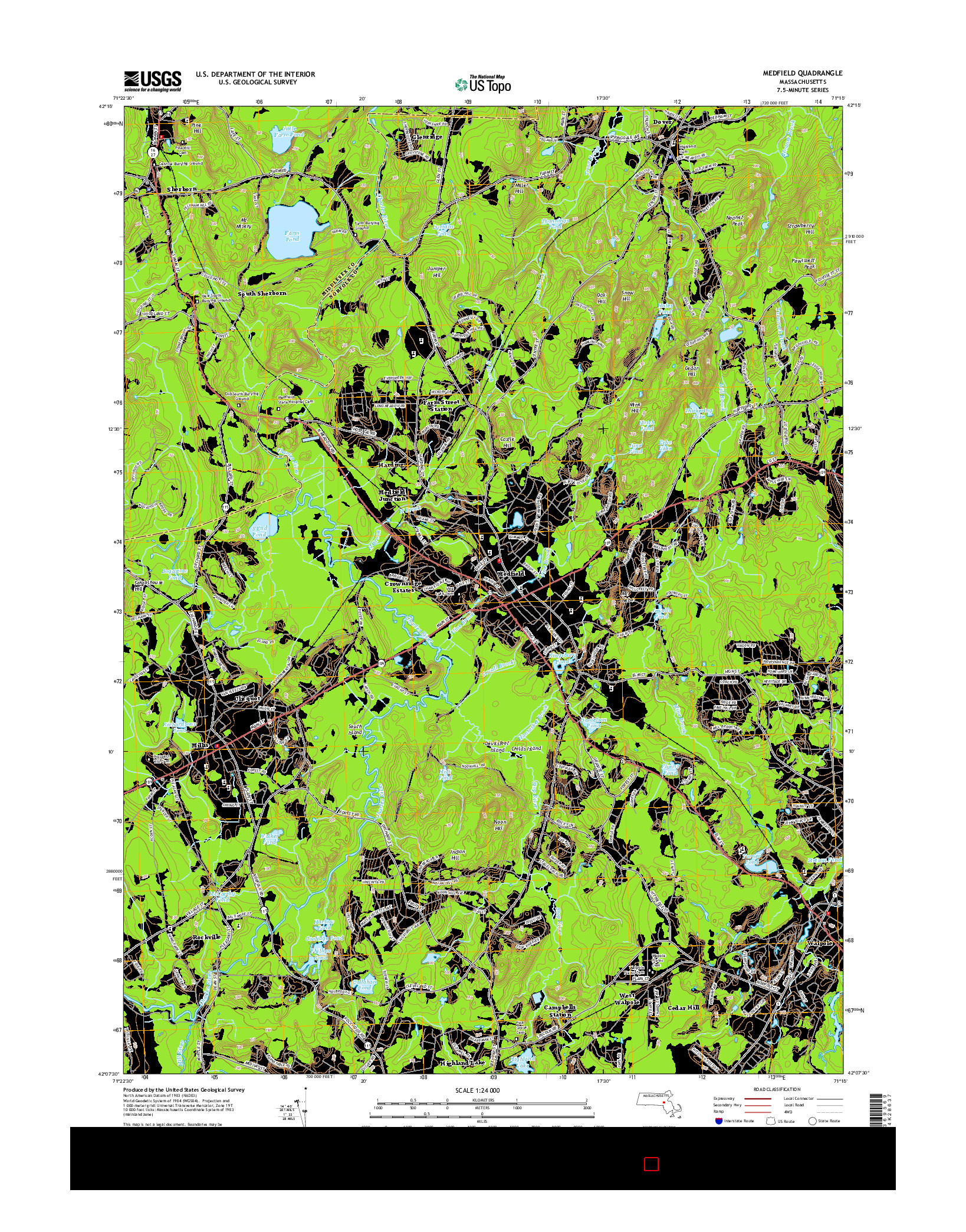 USGS US TOPO 7.5-MINUTE MAP FOR MEDFIELD, MA 2015