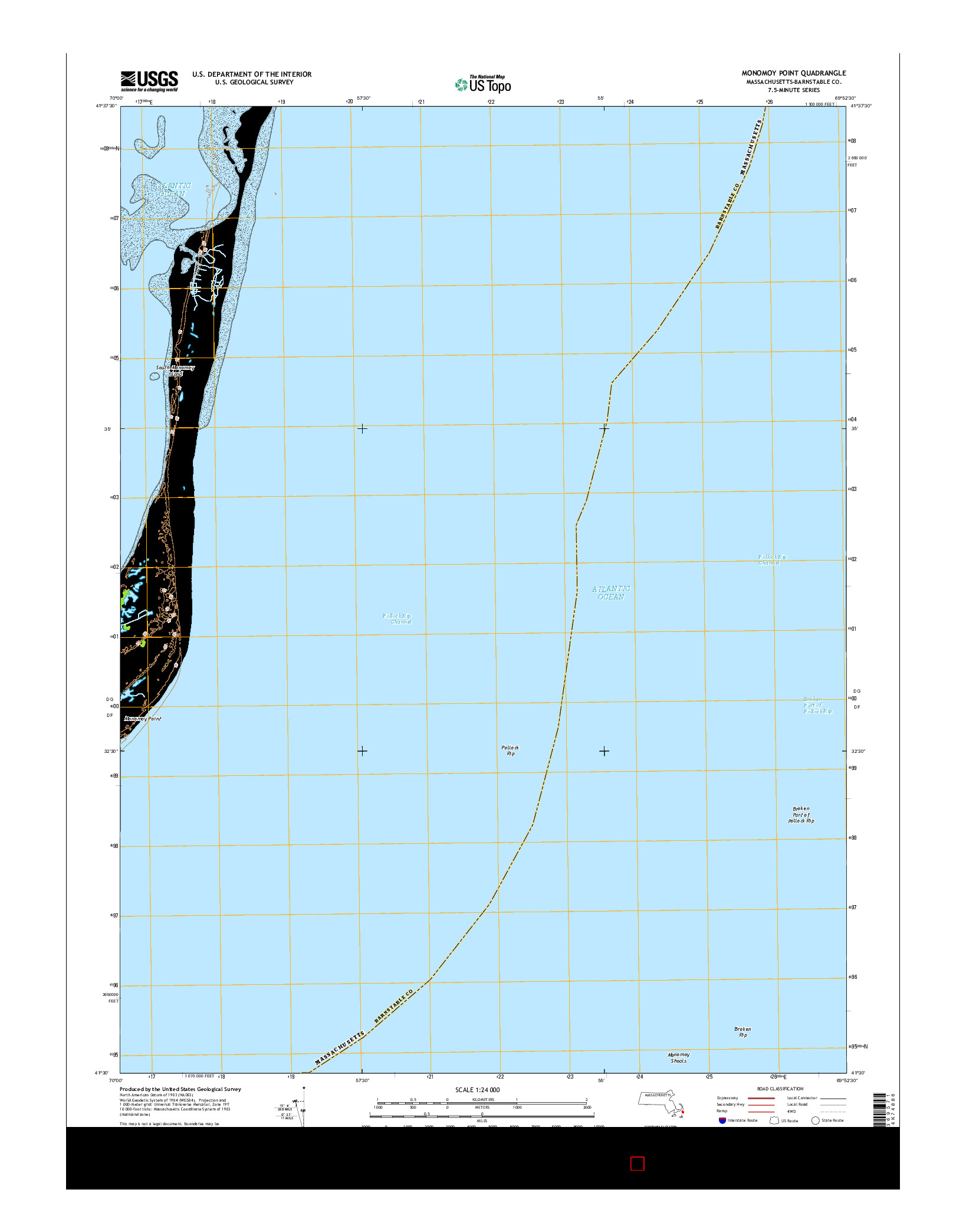 USGS US TOPO 7.5-MINUTE MAP FOR MONOMOY POINT, MA 2015