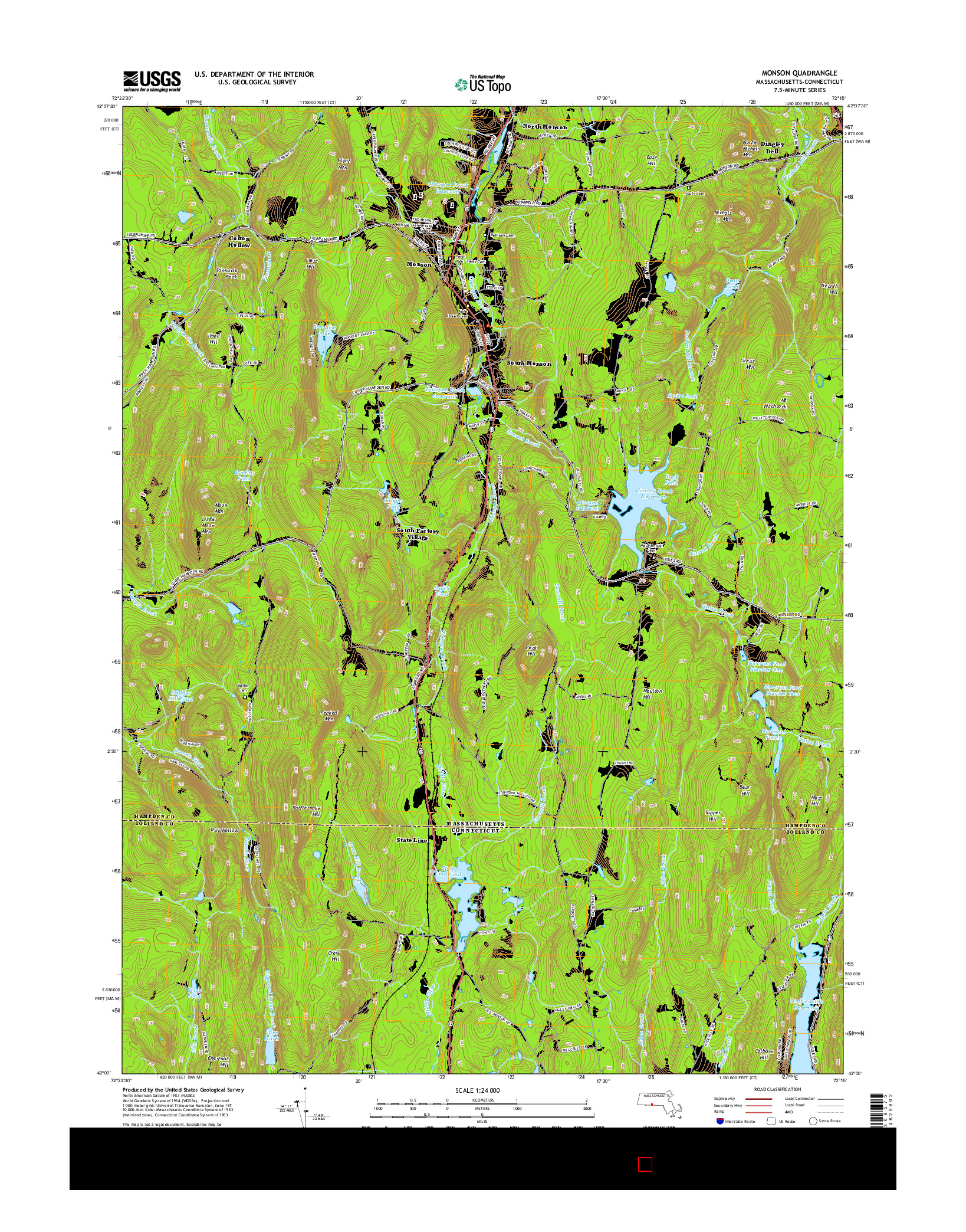 USGS US TOPO 7.5-MINUTE MAP FOR MONSON, MA-CT 2015