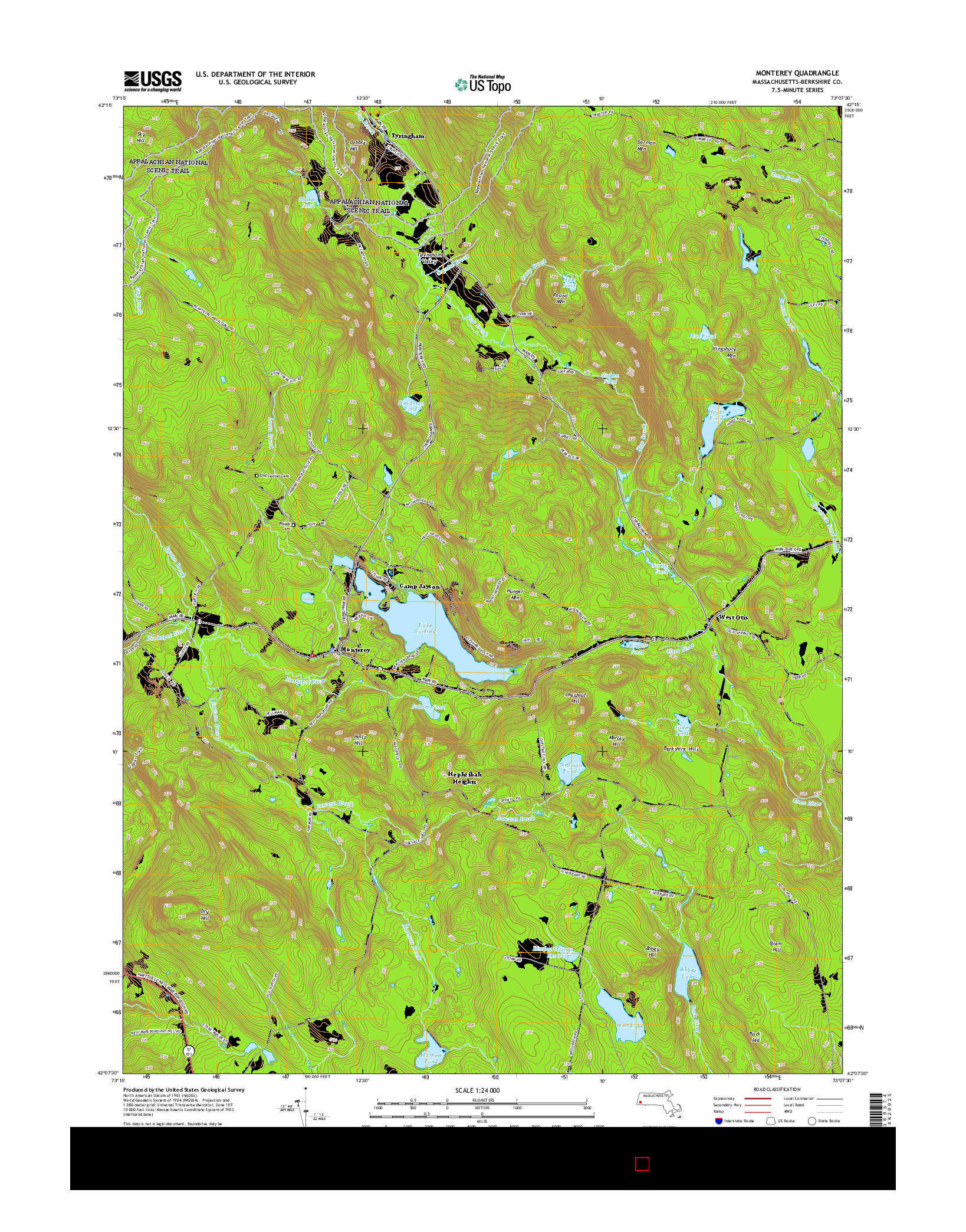USGS US TOPO 7.5-MINUTE MAP FOR MONTEREY, MA 2015