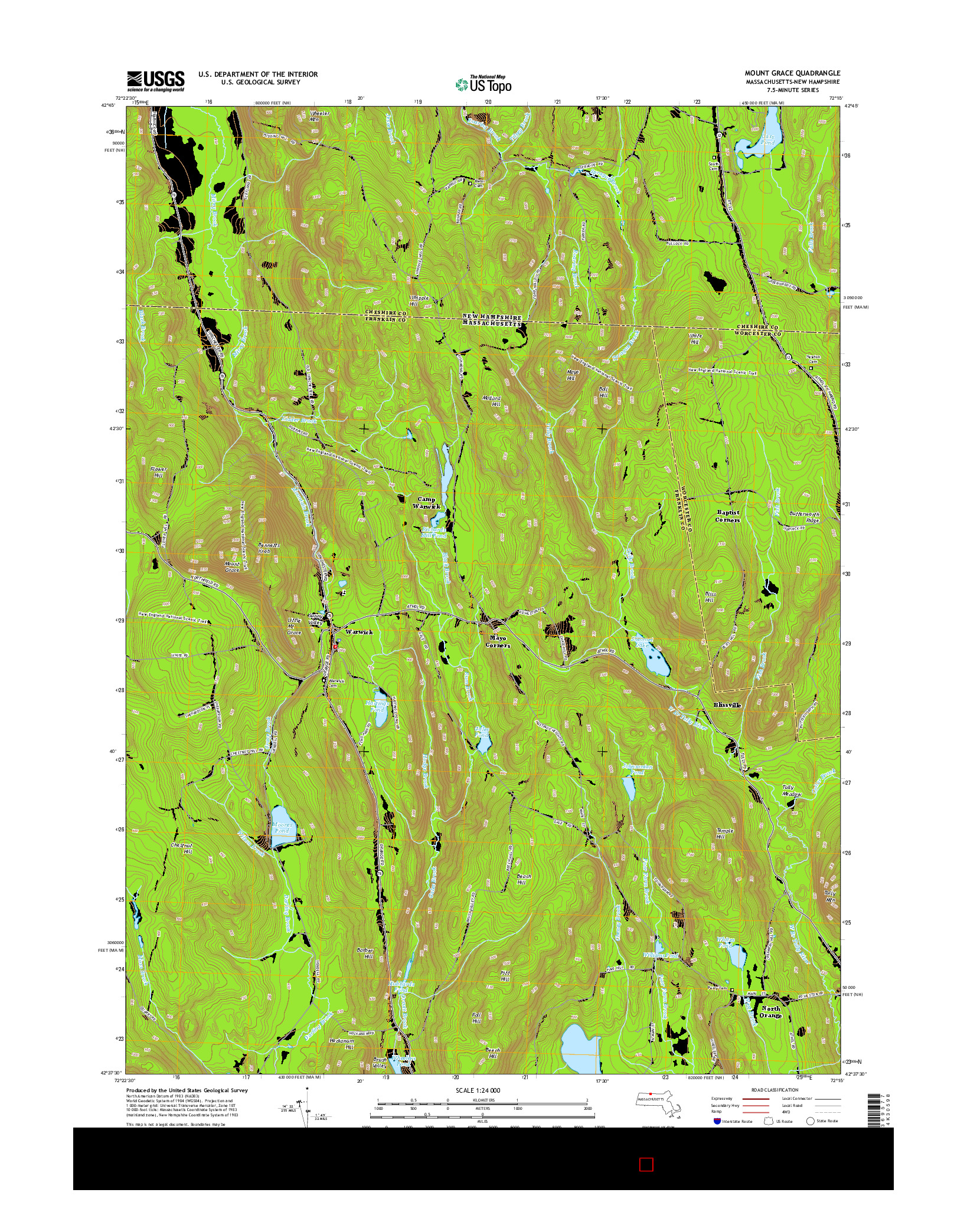 USGS US TOPO 7.5-MINUTE MAP FOR MOUNT GRACE, MA-NH 2015