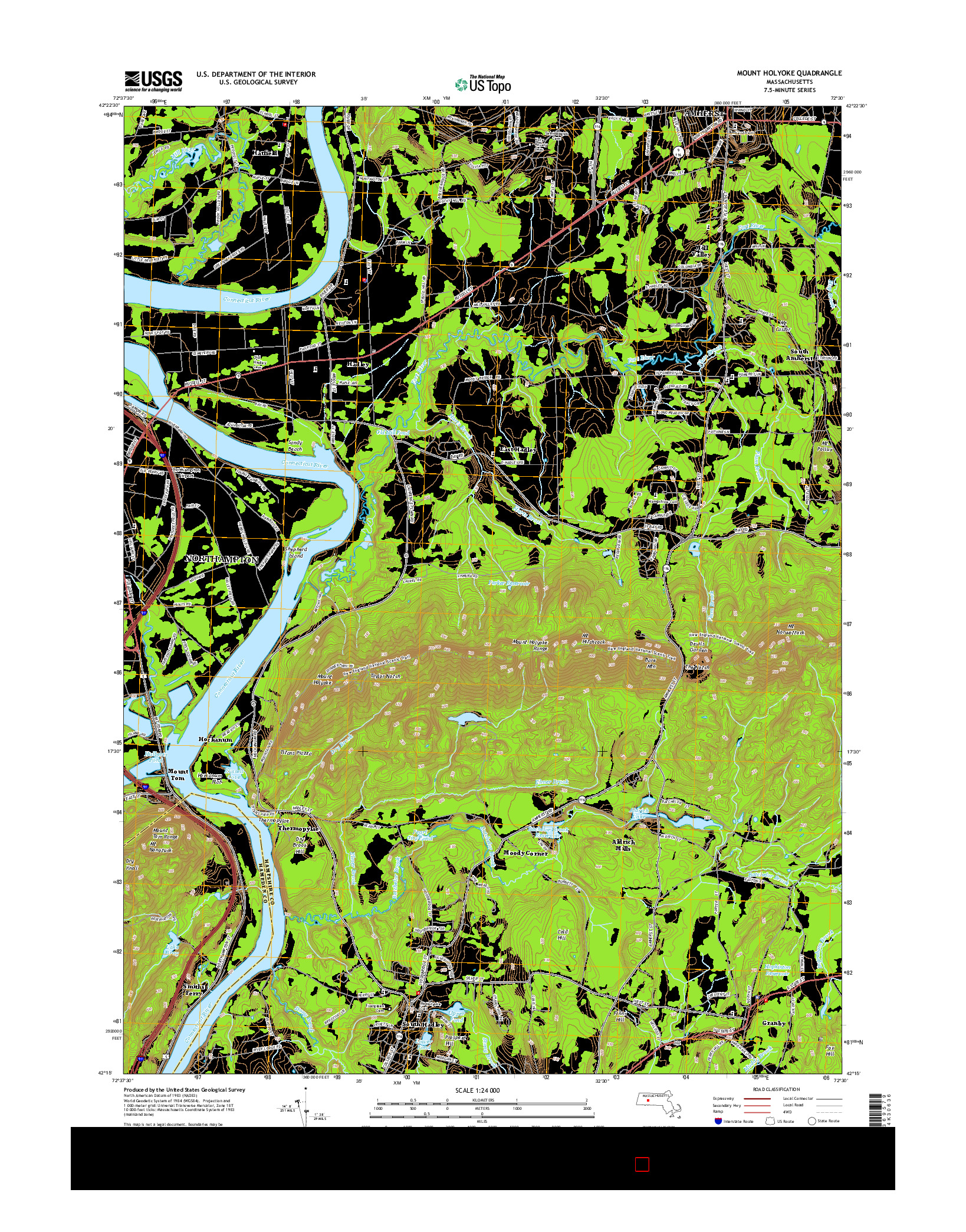 USGS US TOPO 7.5-MINUTE MAP FOR MOUNT HOLYOKE, MA 2015