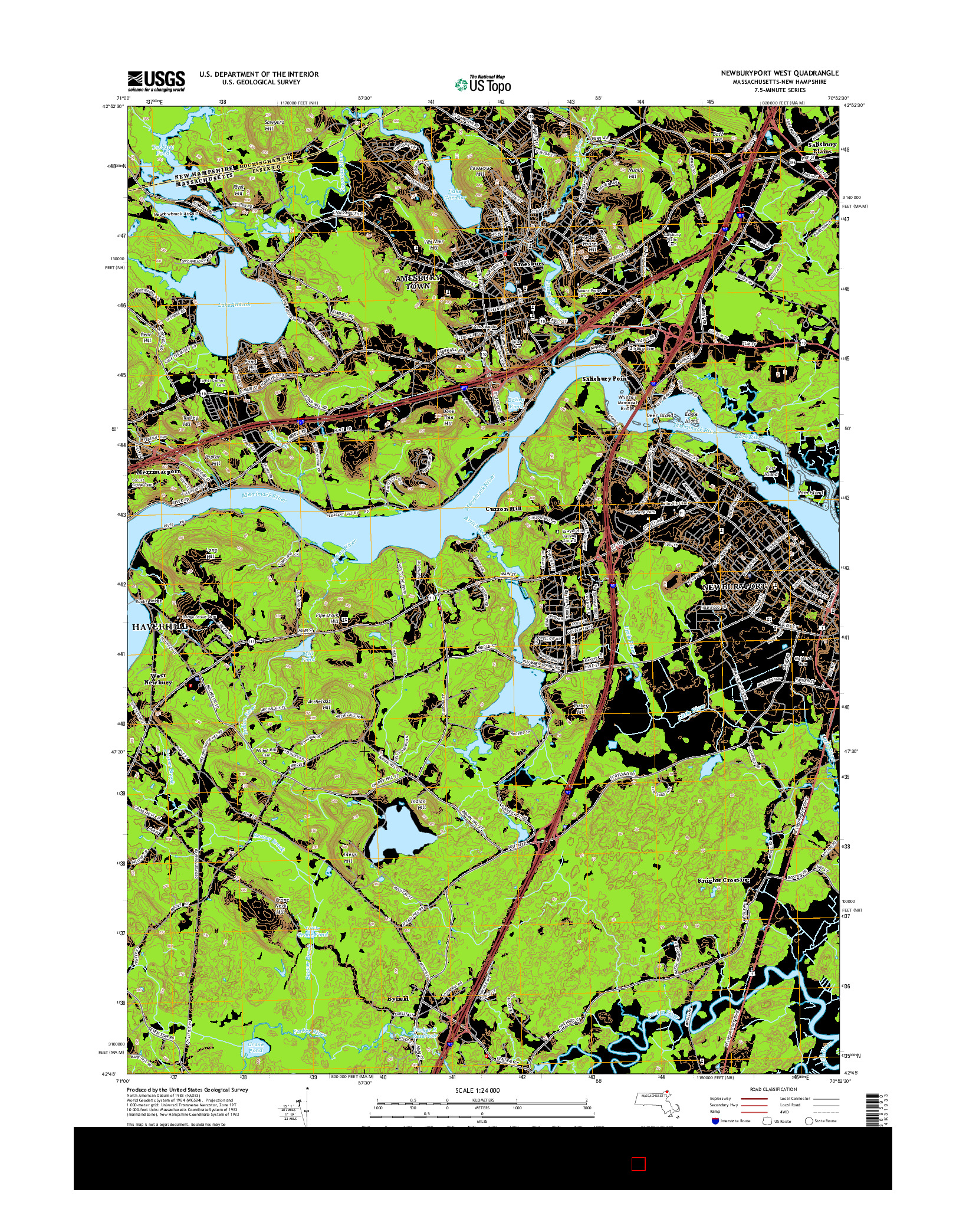 USGS US TOPO 7.5-MINUTE MAP FOR NEWBURYPORT WEST, MA-NH 2015