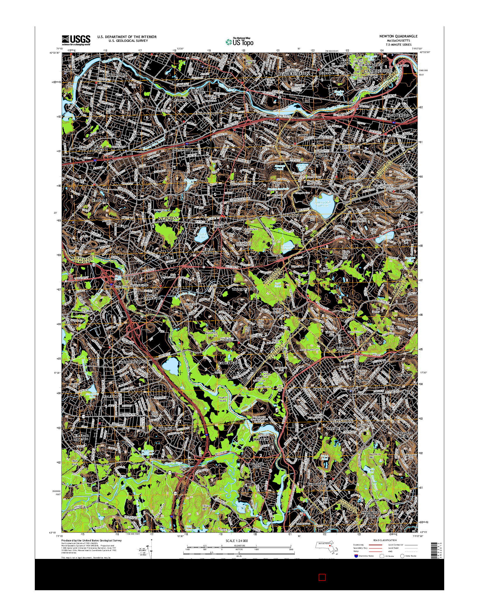 USGS US TOPO 7.5-MINUTE MAP FOR NEWTON, MA 2015