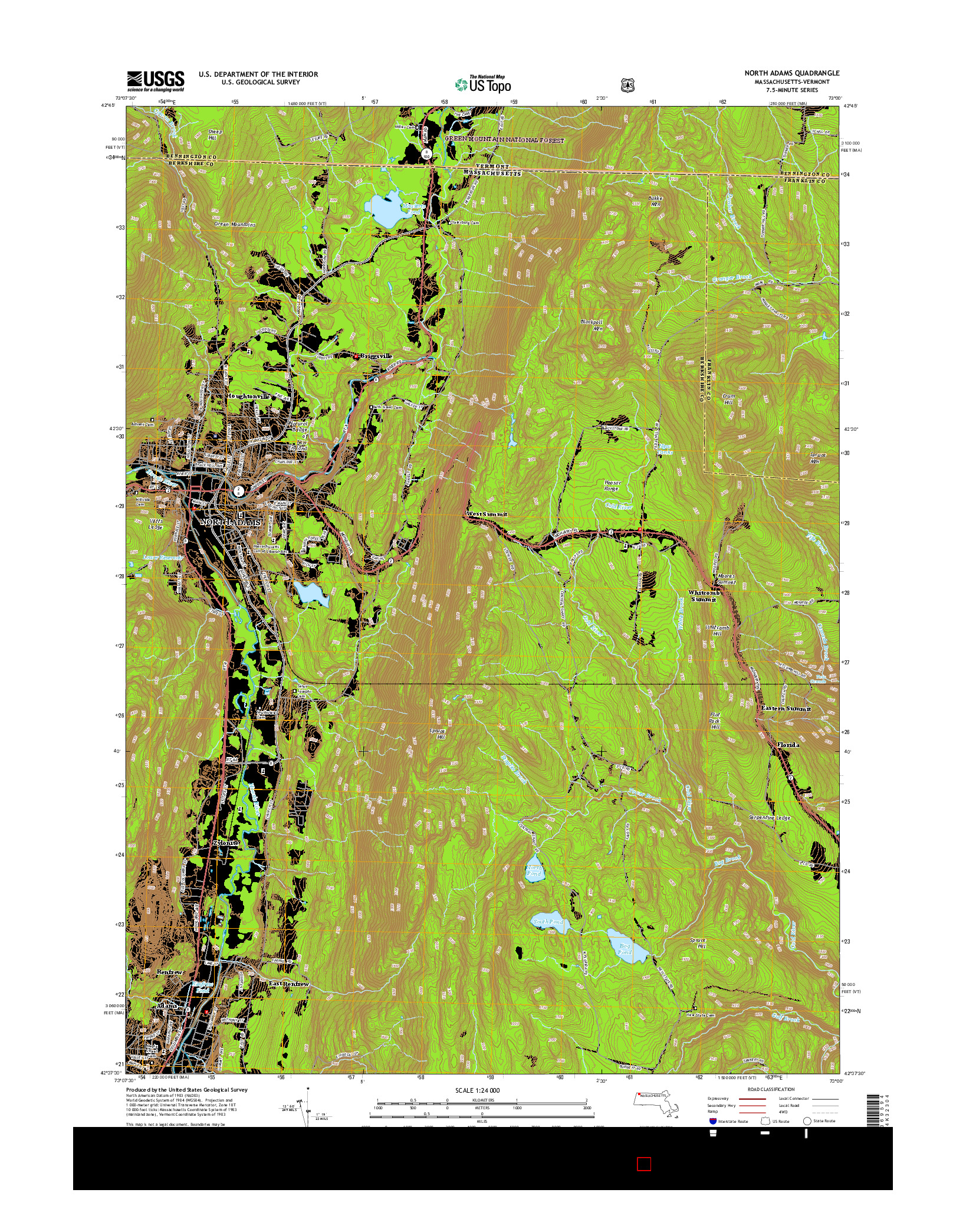 USGS US TOPO 7.5-MINUTE MAP FOR NORTH ADAMS, MA-VT 2015