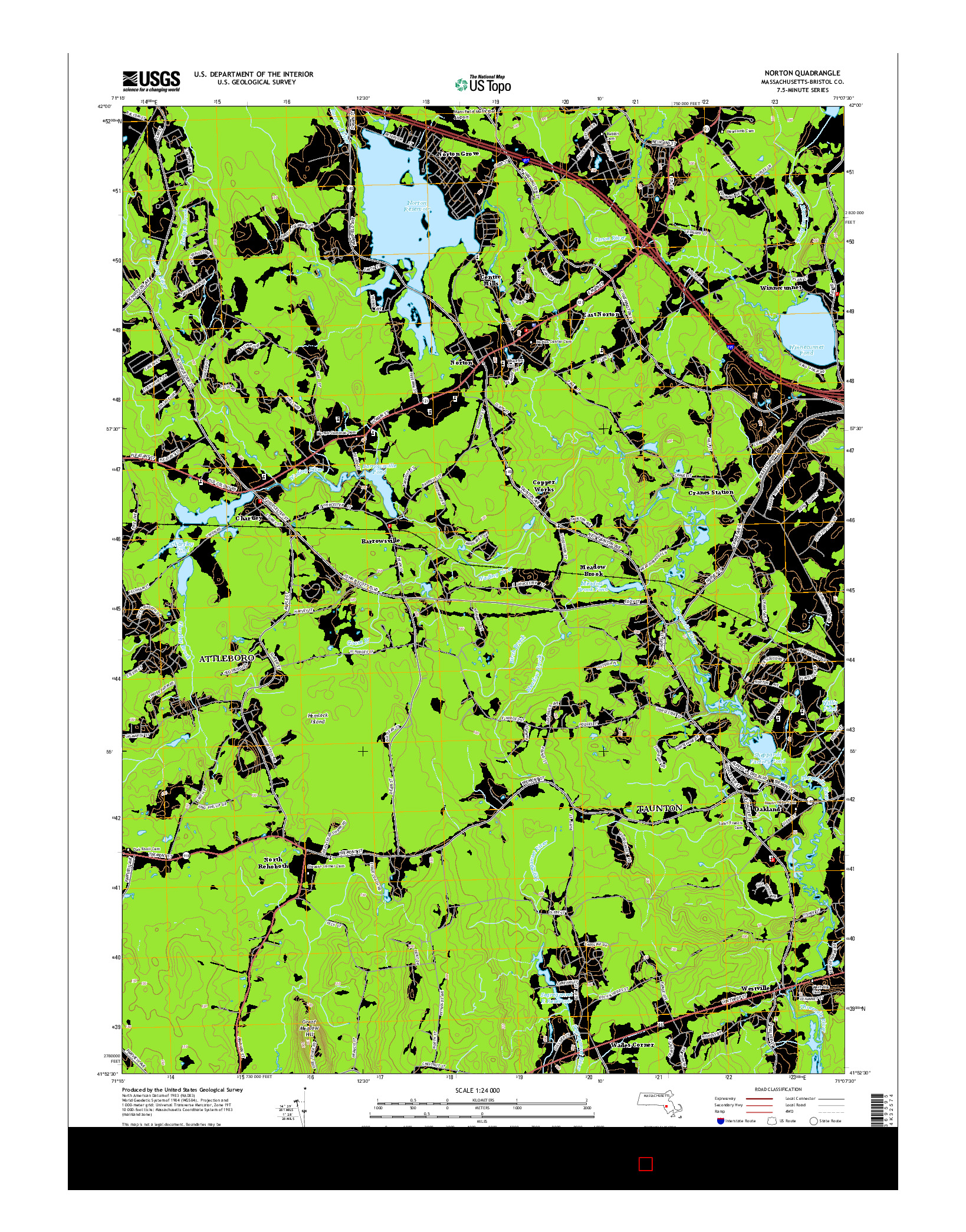 USGS US TOPO 7.5-MINUTE MAP FOR NORTON, MA 2015