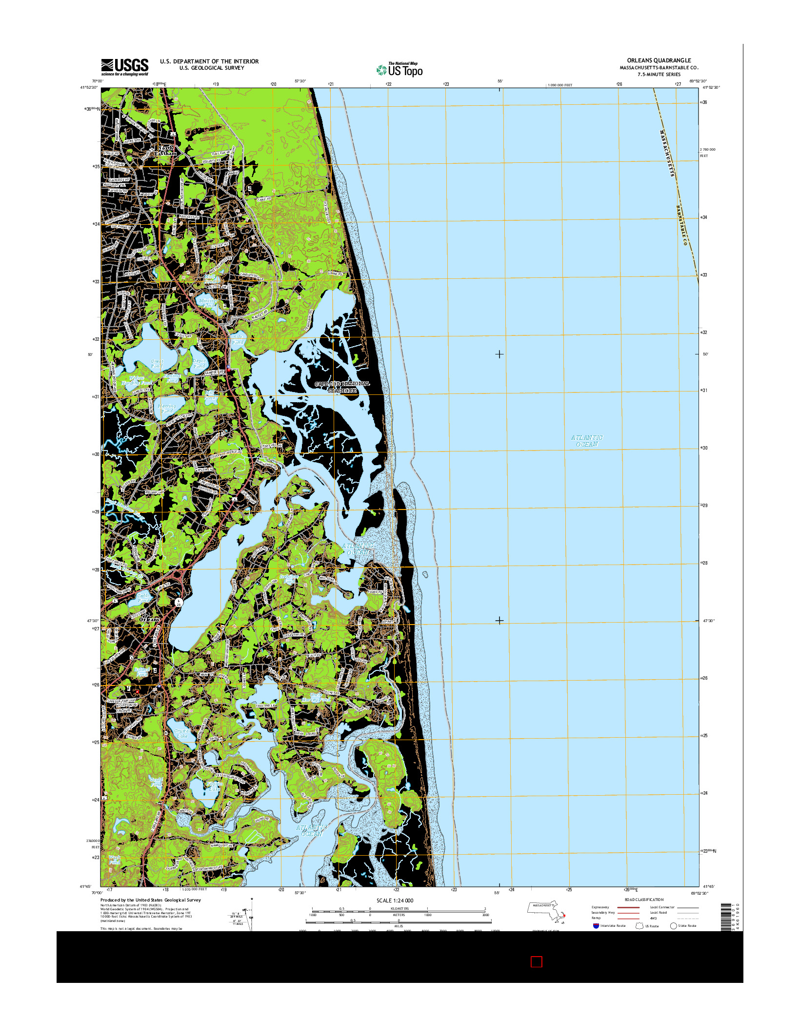 USGS US TOPO 7.5-MINUTE MAP FOR ORLEANS, MA 2015