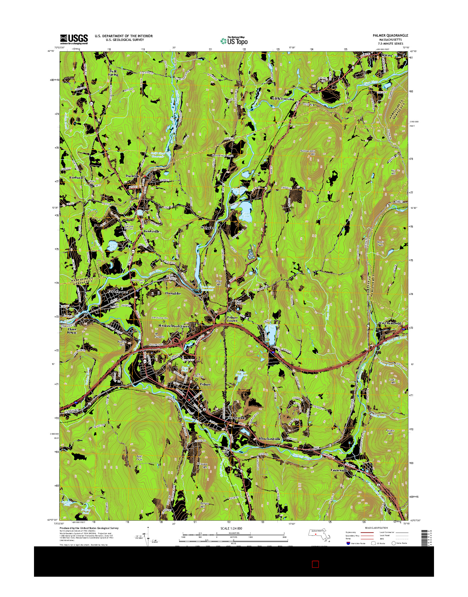 USGS US TOPO 7.5-MINUTE MAP FOR PALMER, MA 2015