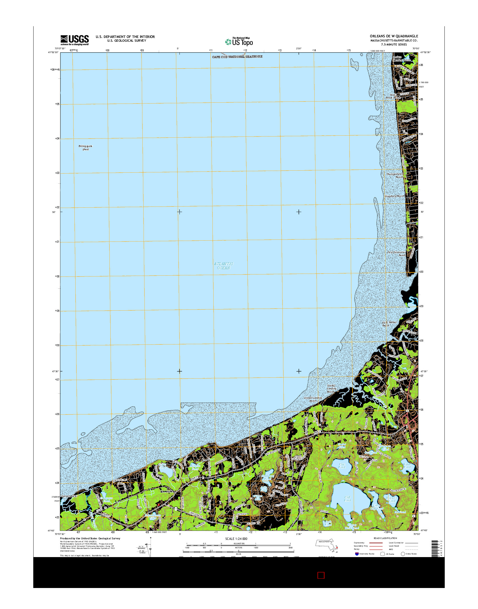 USGS US TOPO 7.5-MINUTE MAP FOR ORLEANS OE W, MA 2015