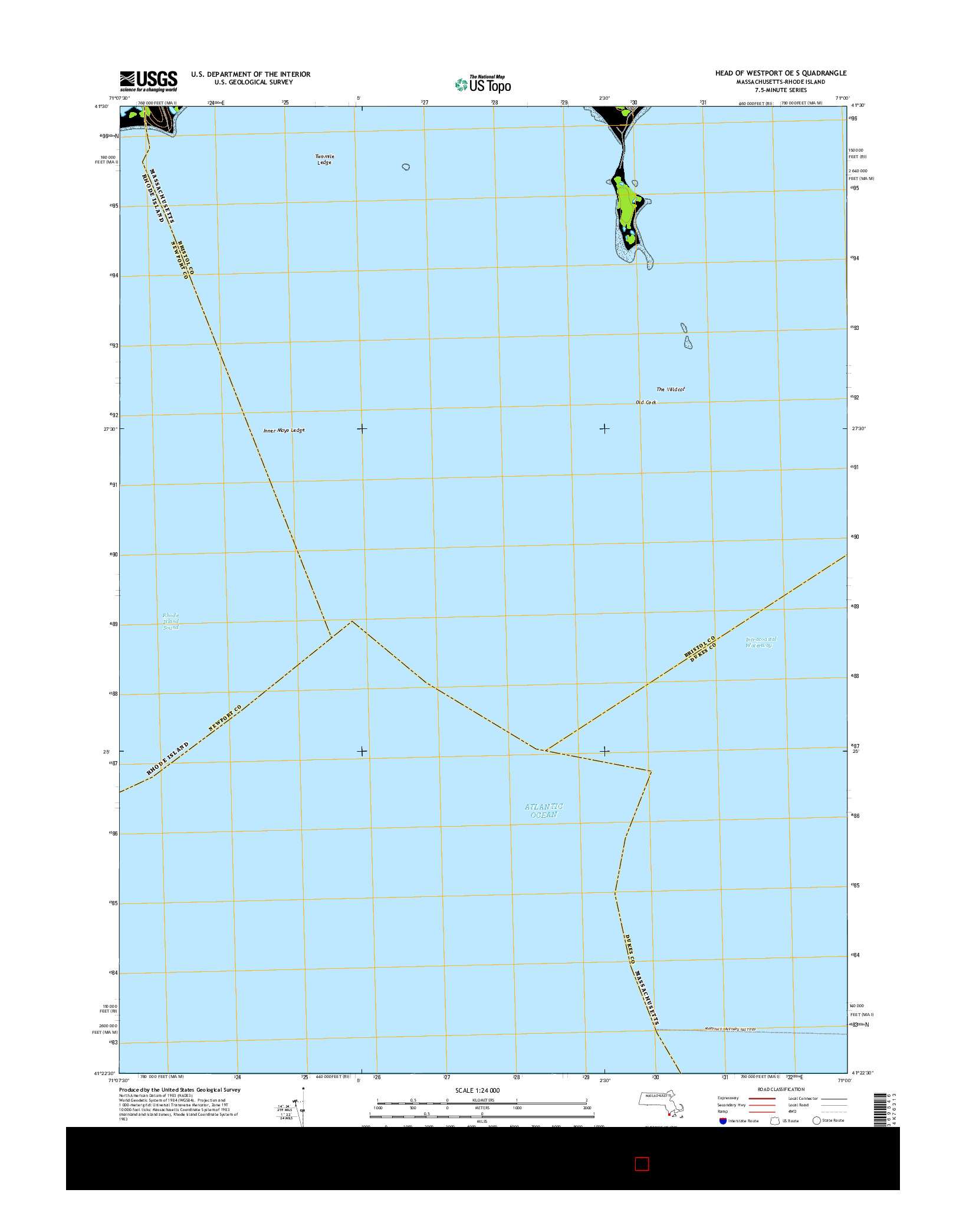 USGS US TOPO 7.5-MINUTE MAP FOR HEAD OF WESTPORT OE S, MA-RI 2015