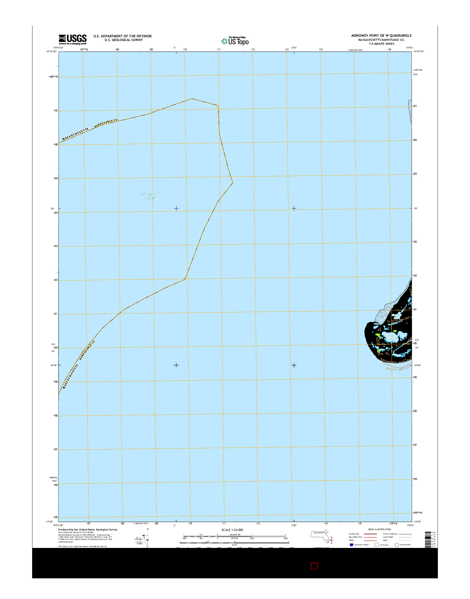 USGS US TOPO 7.5-MINUTE MAP FOR MONOMOY POINT OE W, MA 2015