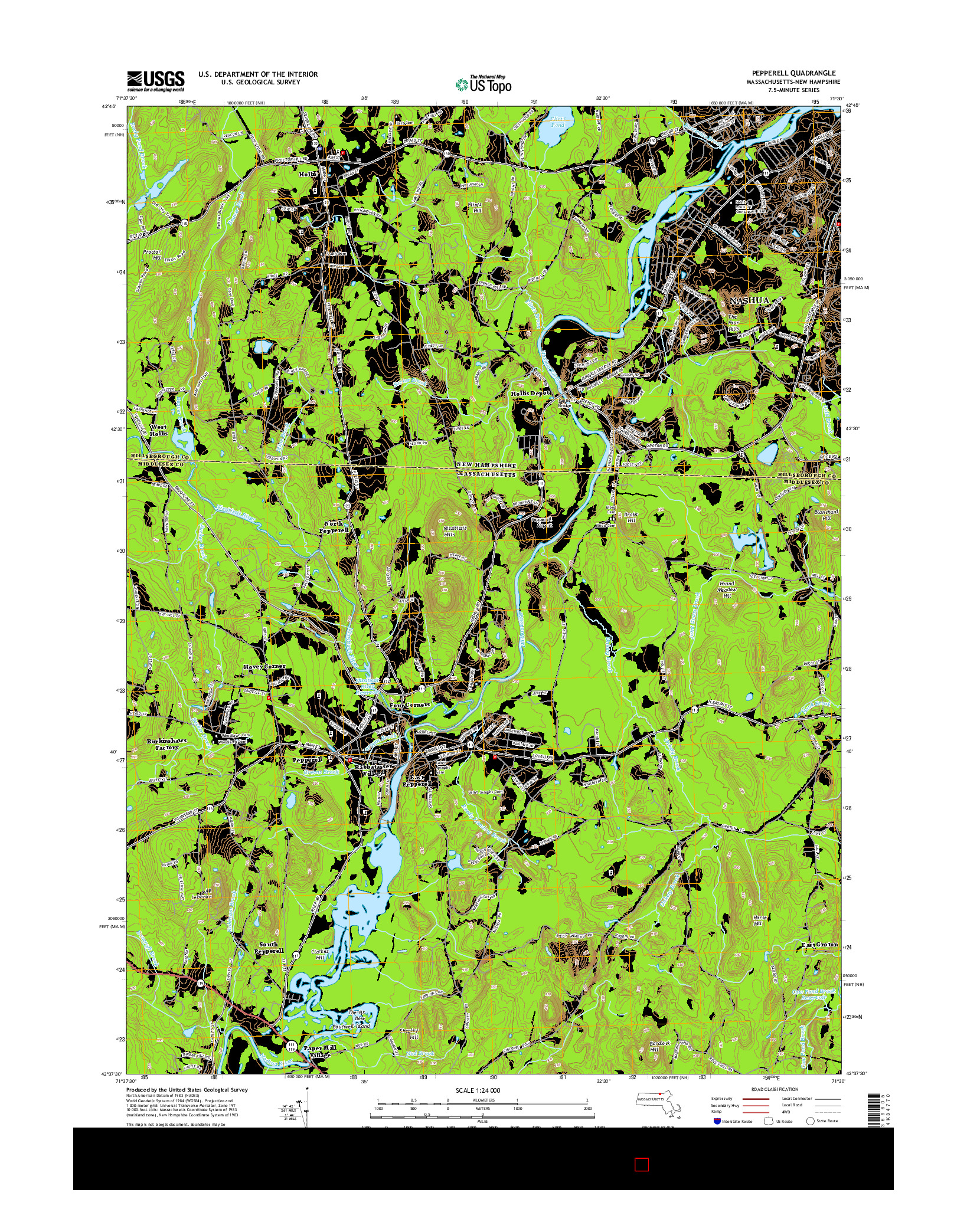 USGS US TOPO 7.5-MINUTE MAP FOR PEPPERELL, MA-NH 2015
