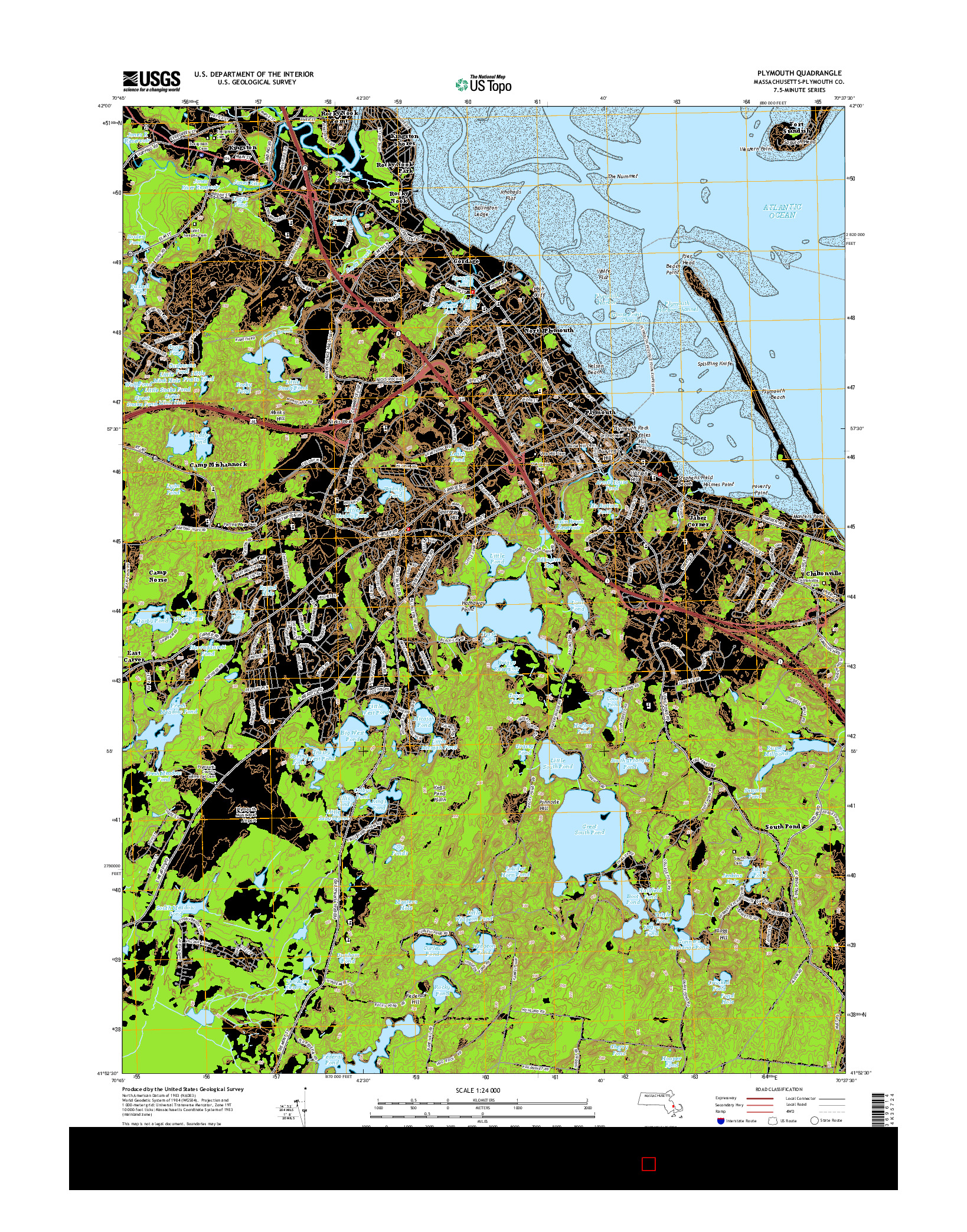 USGS US TOPO 7.5-MINUTE MAP FOR PLYMOUTH, MA 2015