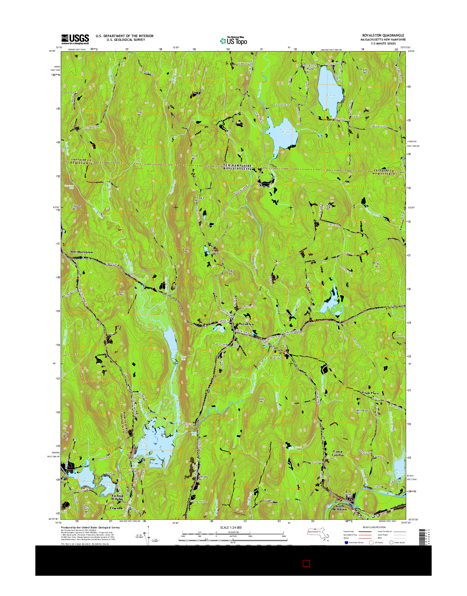 USGS US TOPO 7.5-MINUTE MAP FOR ROYALSTON, MA-NH 2015