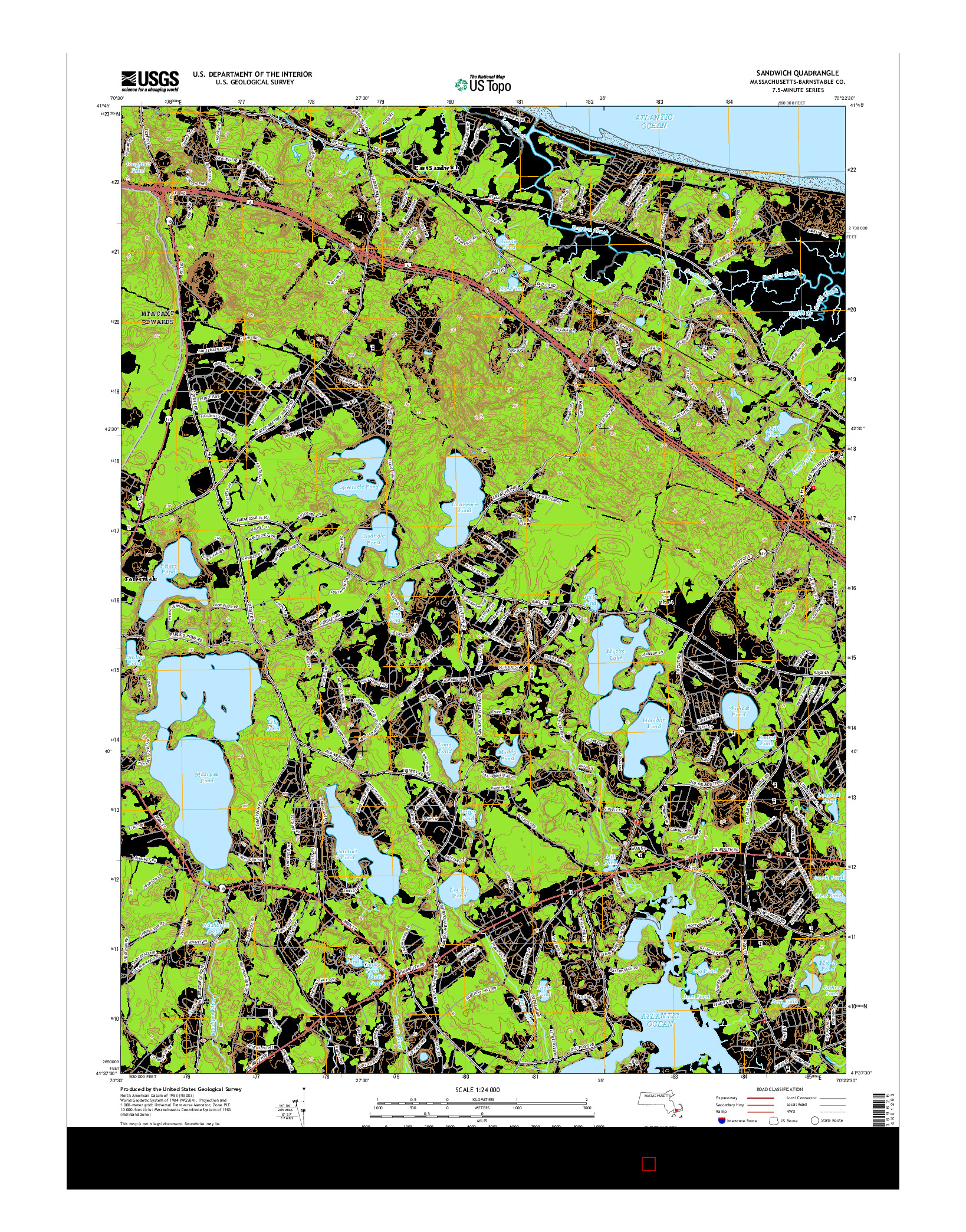 USGS US TOPO 7.5-MINUTE MAP FOR SANDWICH, MA 2015