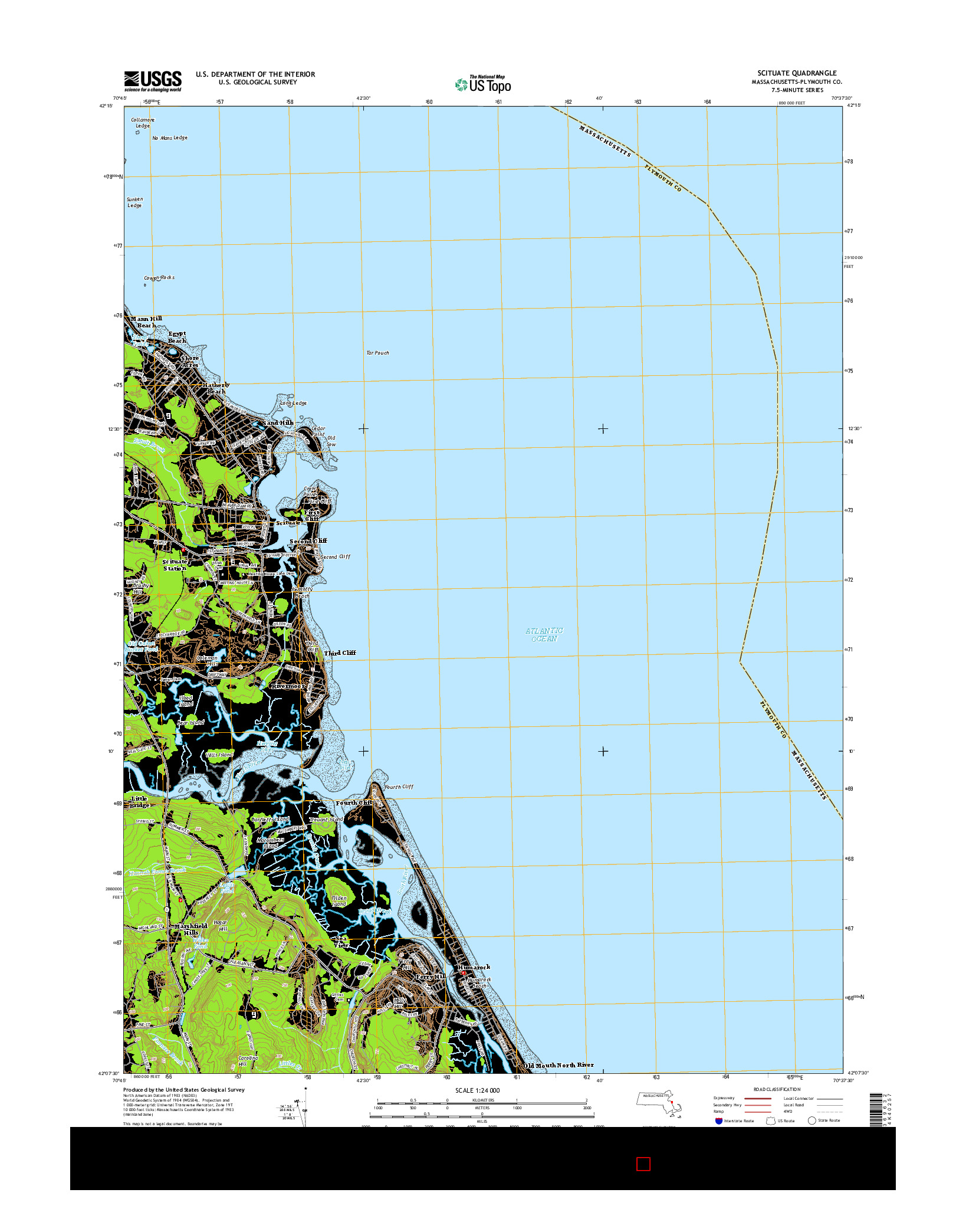 USGS US TOPO 7.5-MINUTE MAP FOR SCITUATE, MA 2015