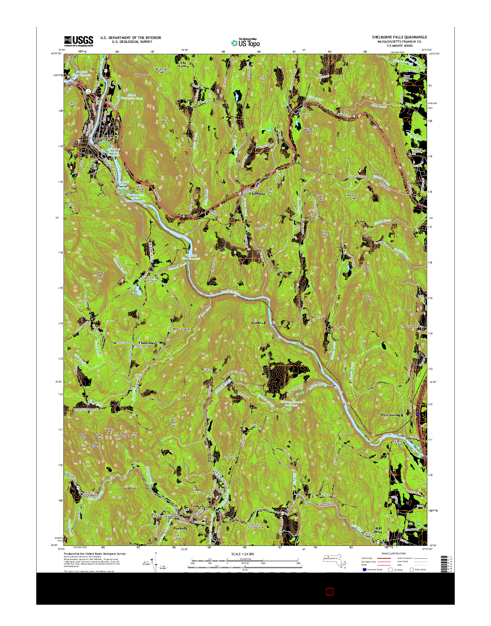 USGS US TOPO 7.5-MINUTE MAP FOR SHELBURNE FALLS, MA 2015