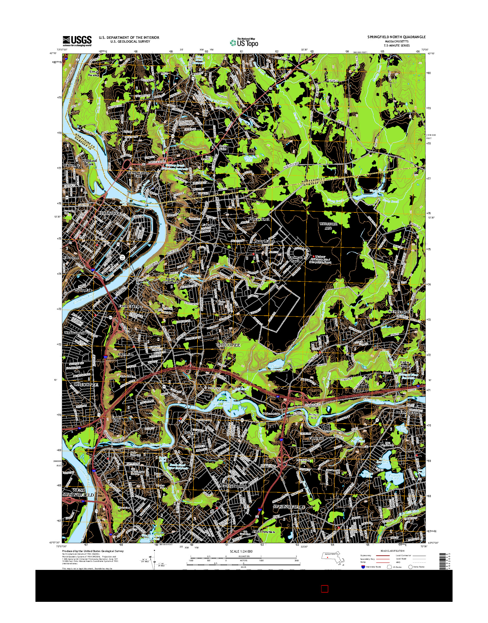 USGS US TOPO 7.5-MINUTE MAP FOR SPRINGFIELD NORTH, MA 2015