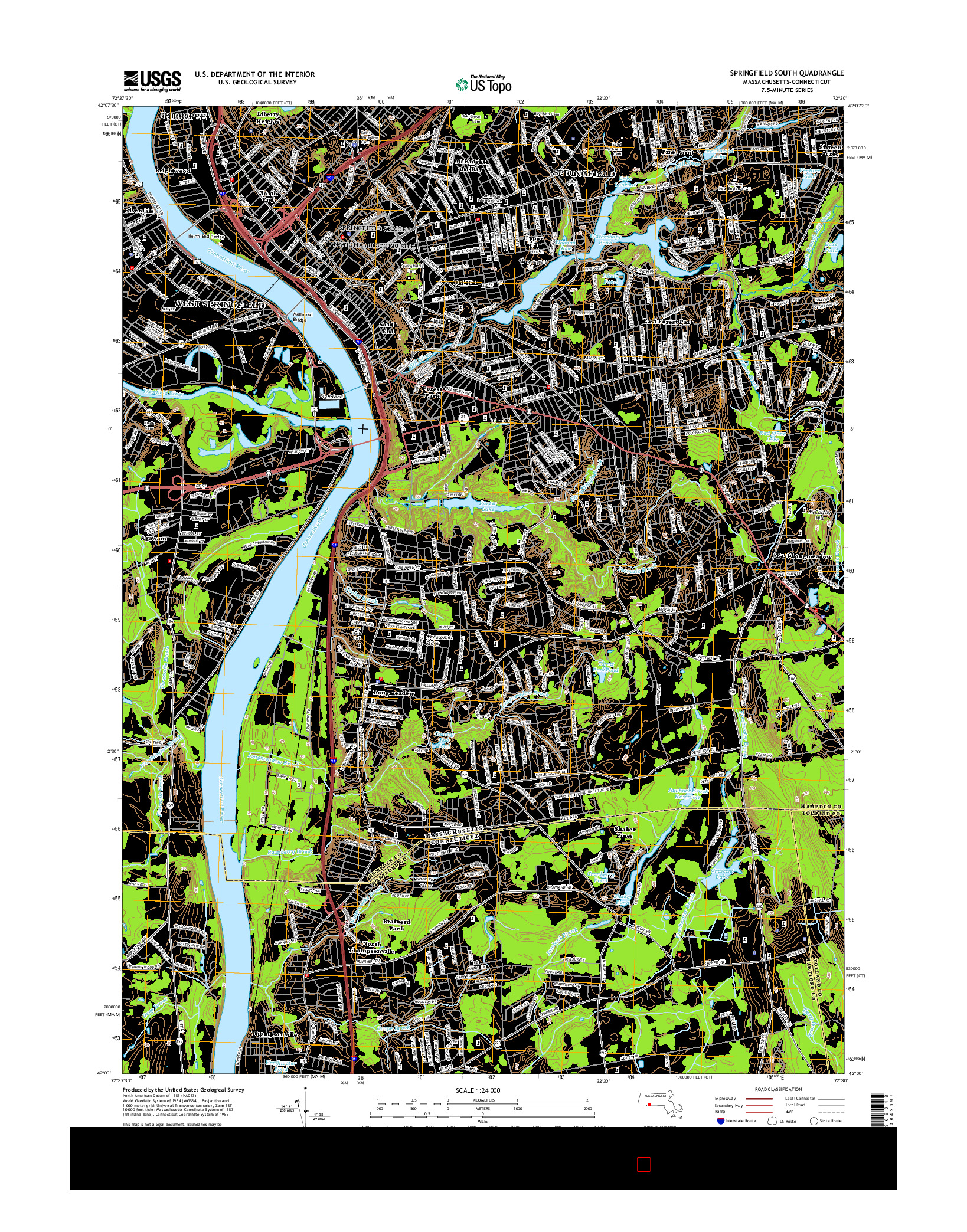 USGS US TOPO 7.5-MINUTE MAP FOR SPRINGFIELD SOUTH, MA-CT 2015