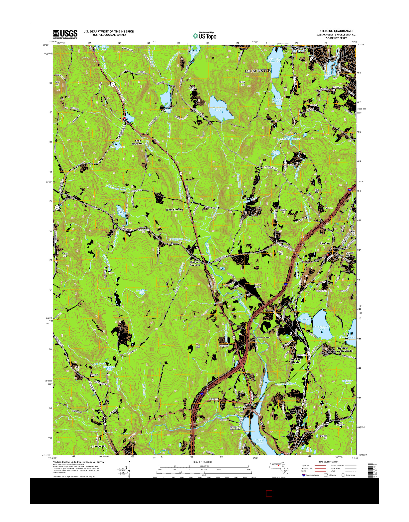 USGS US TOPO 7.5-MINUTE MAP FOR STERLING, MA 2015