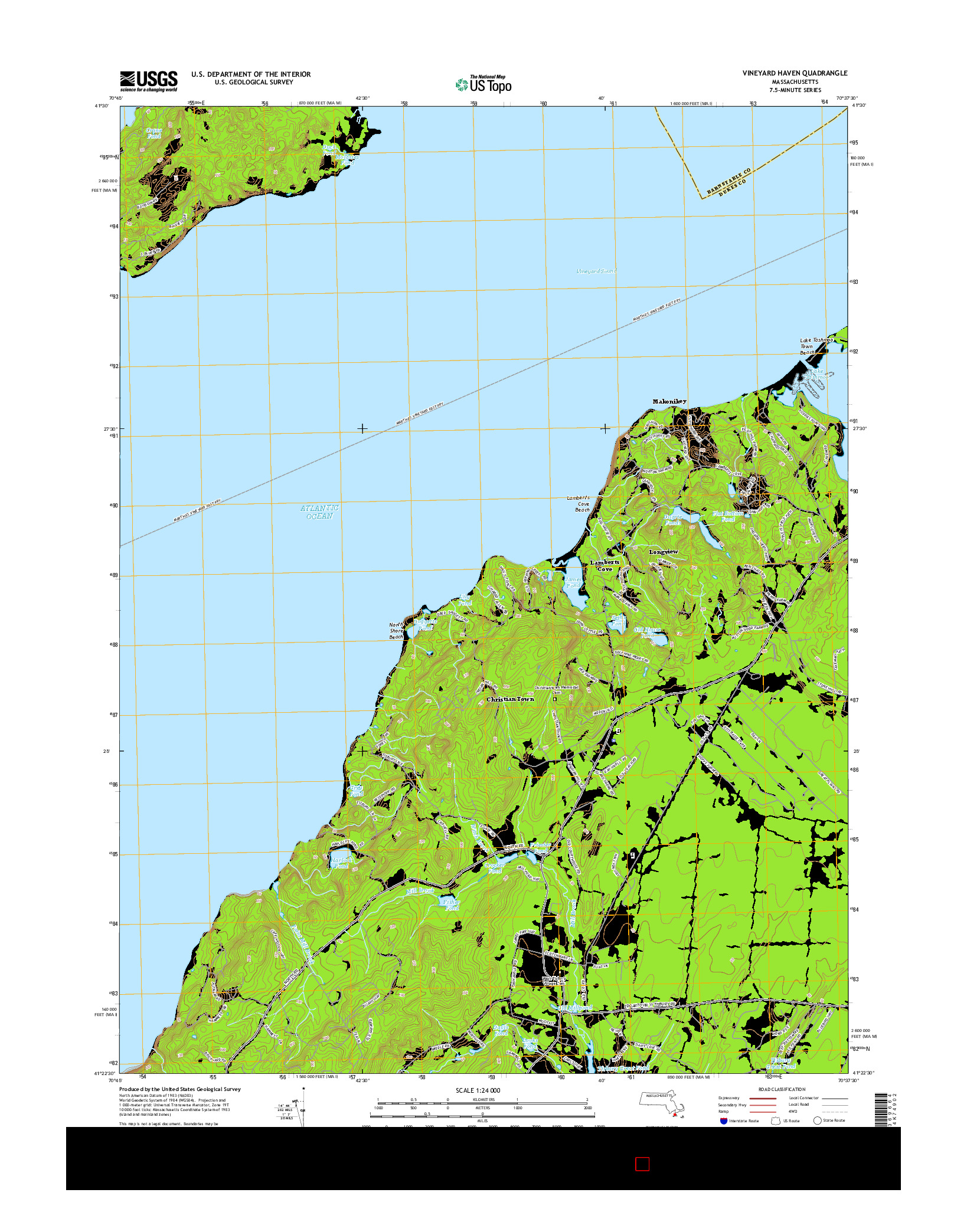 USGS US TOPO 7.5-MINUTE MAP FOR VINEYARD HAVEN, MA 2015