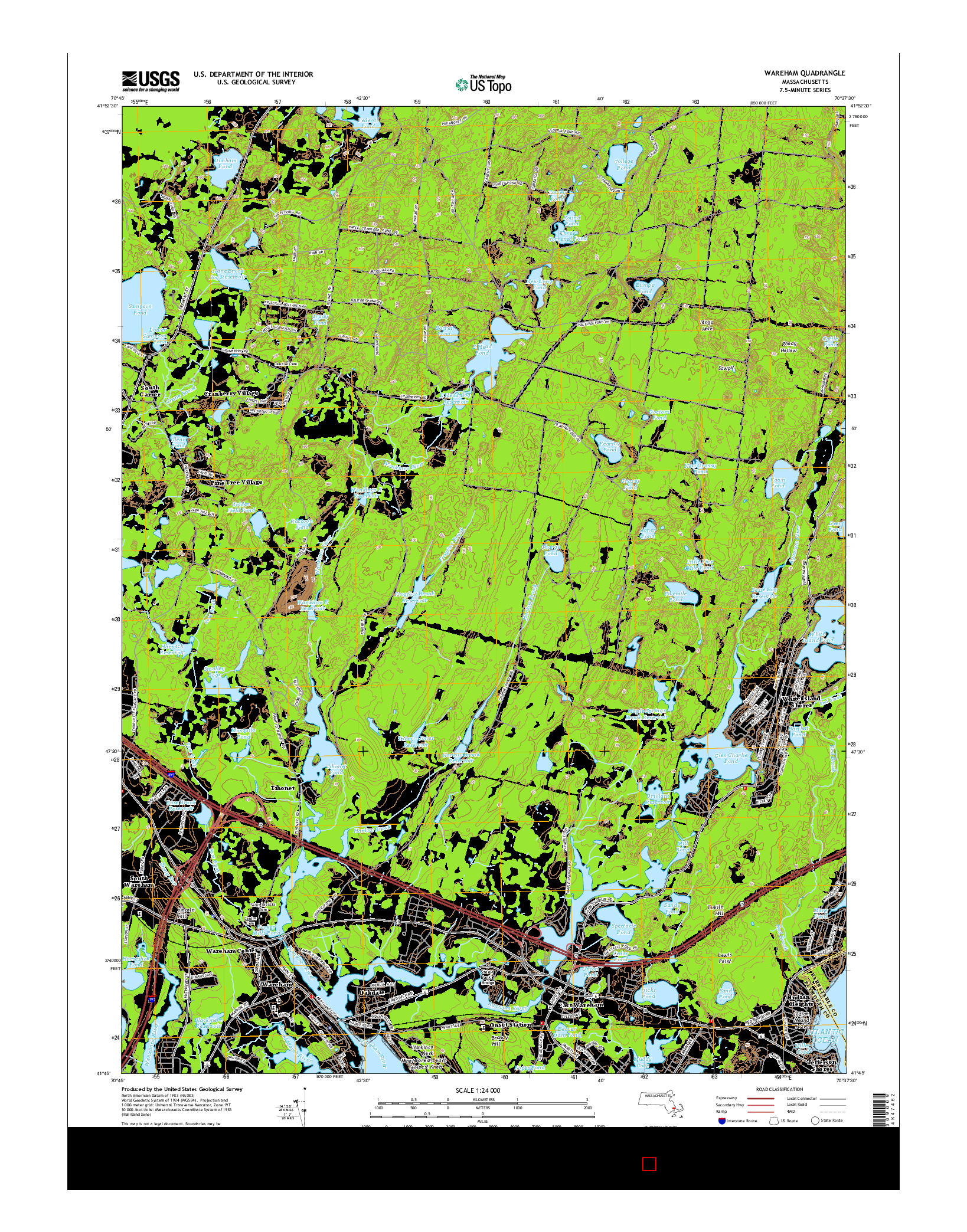 USGS US TOPO 7.5-MINUTE MAP FOR WAREHAM, MA 2015