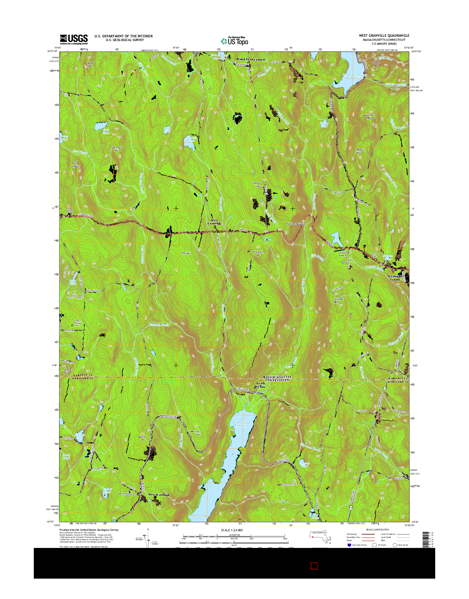 USGS US TOPO 7.5-MINUTE MAP FOR WEST GRANVILLE, MA-CT 2015