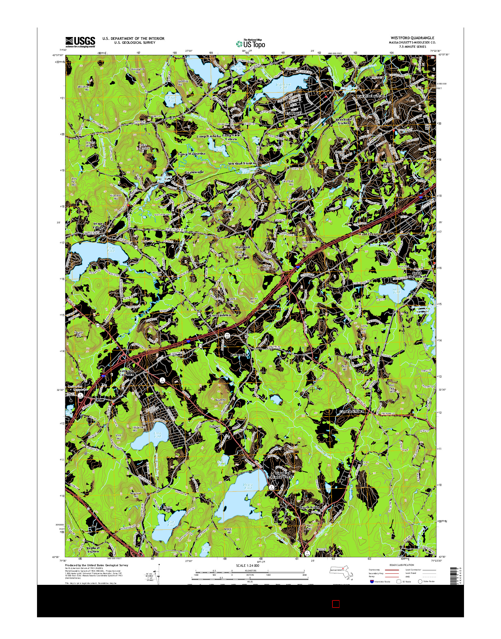 USGS US TOPO 7.5-MINUTE MAP FOR WESTFORD, MA 2015