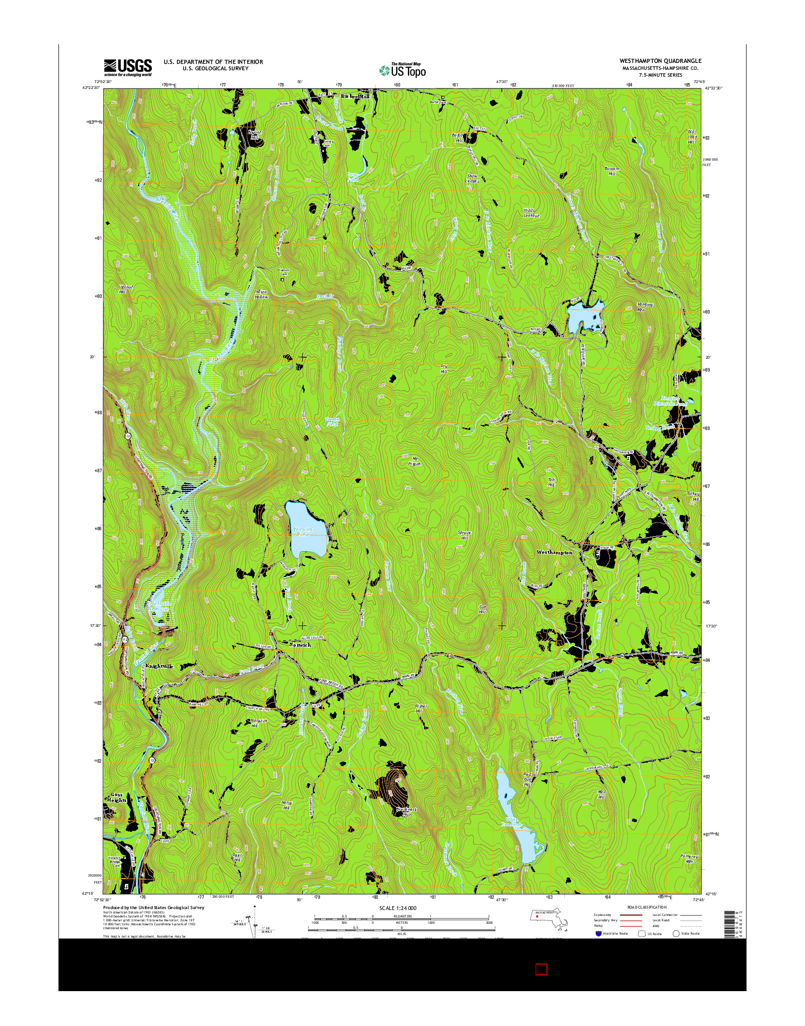 USGS US TOPO 7.5-MINUTE MAP FOR WESTHAMPTON, MA 2015