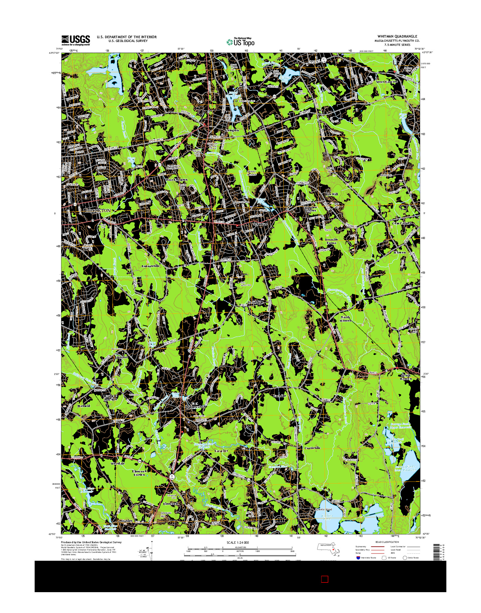 USGS US TOPO 7.5-MINUTE MAP FOR WHITMAN, MA 2015