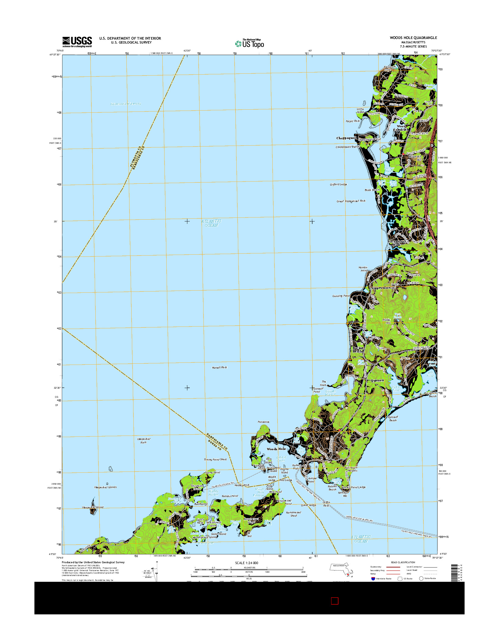 USGS US TOPO 7.5-MINUTE MAP FOR WOODS HOLE, MA 2015
