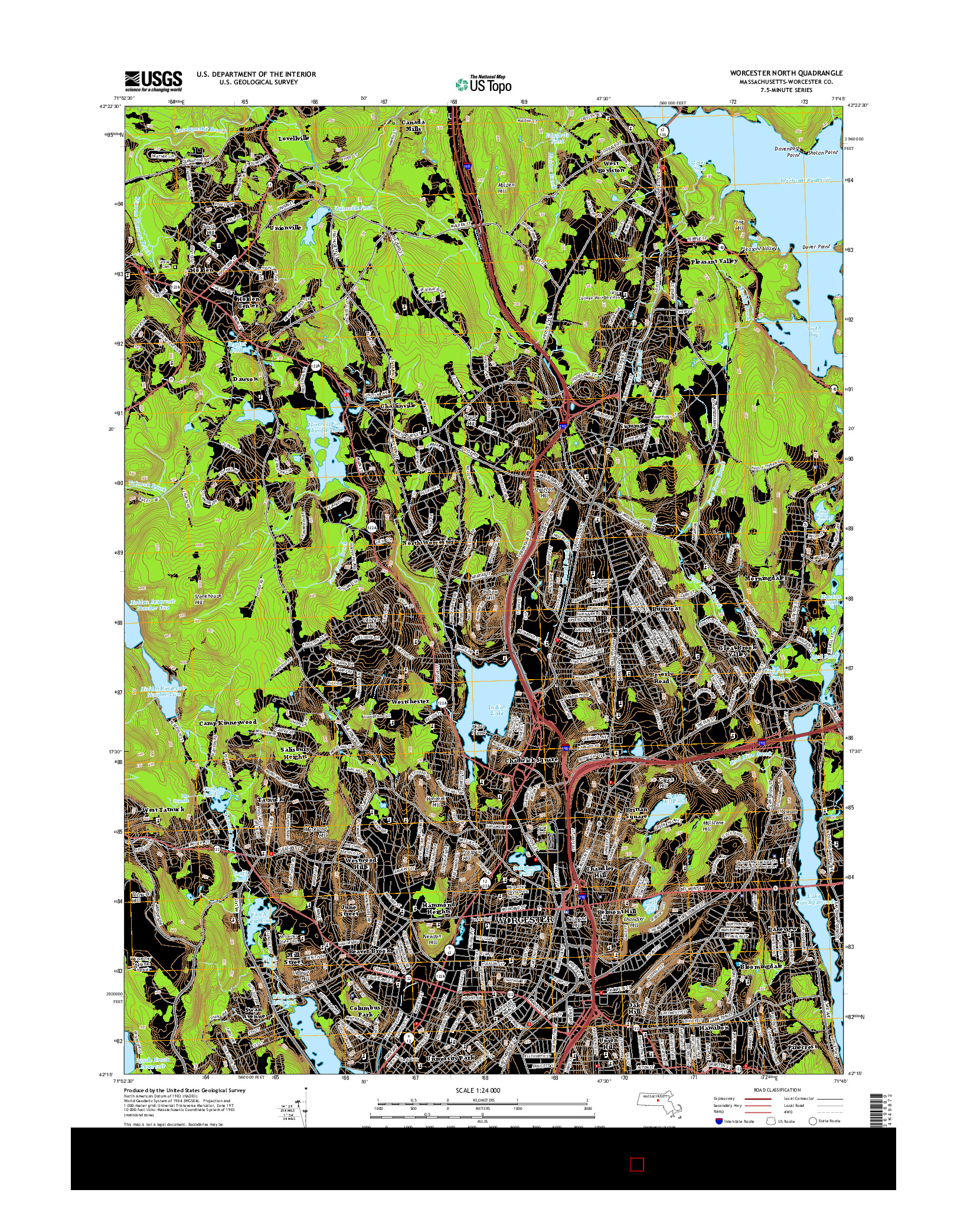 USGS US TOPO 7.5-MINUTE MAP FOR WORCESTER NORTH, MA 2015