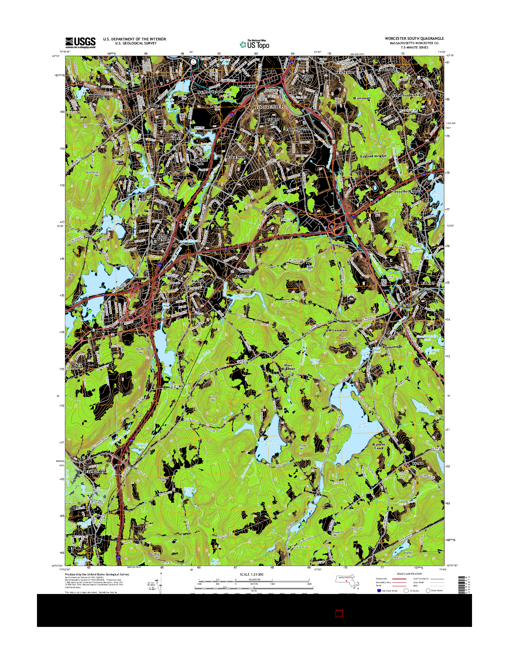 USGS US TOPO 7.5-MINUTE MAP FOR WORCESTER SOUTH, MA 2015