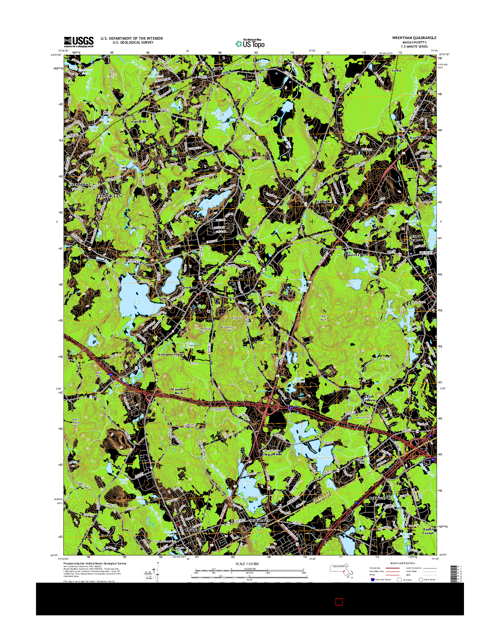 USGS US TOPO 7.5-MINUTE MAP FOR WRENTHAM, MA 2015