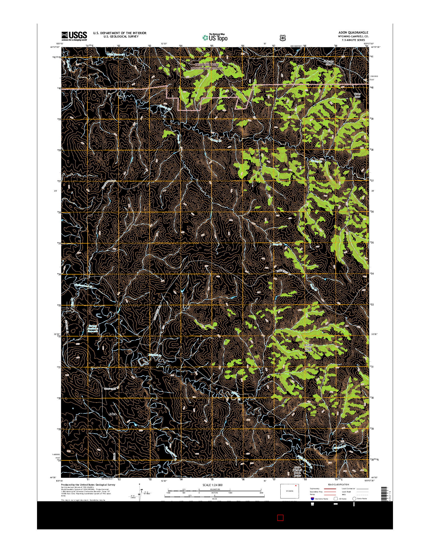 USGS US TOPO 7.5-MINUTE MAP FOR ADON, WY 2015