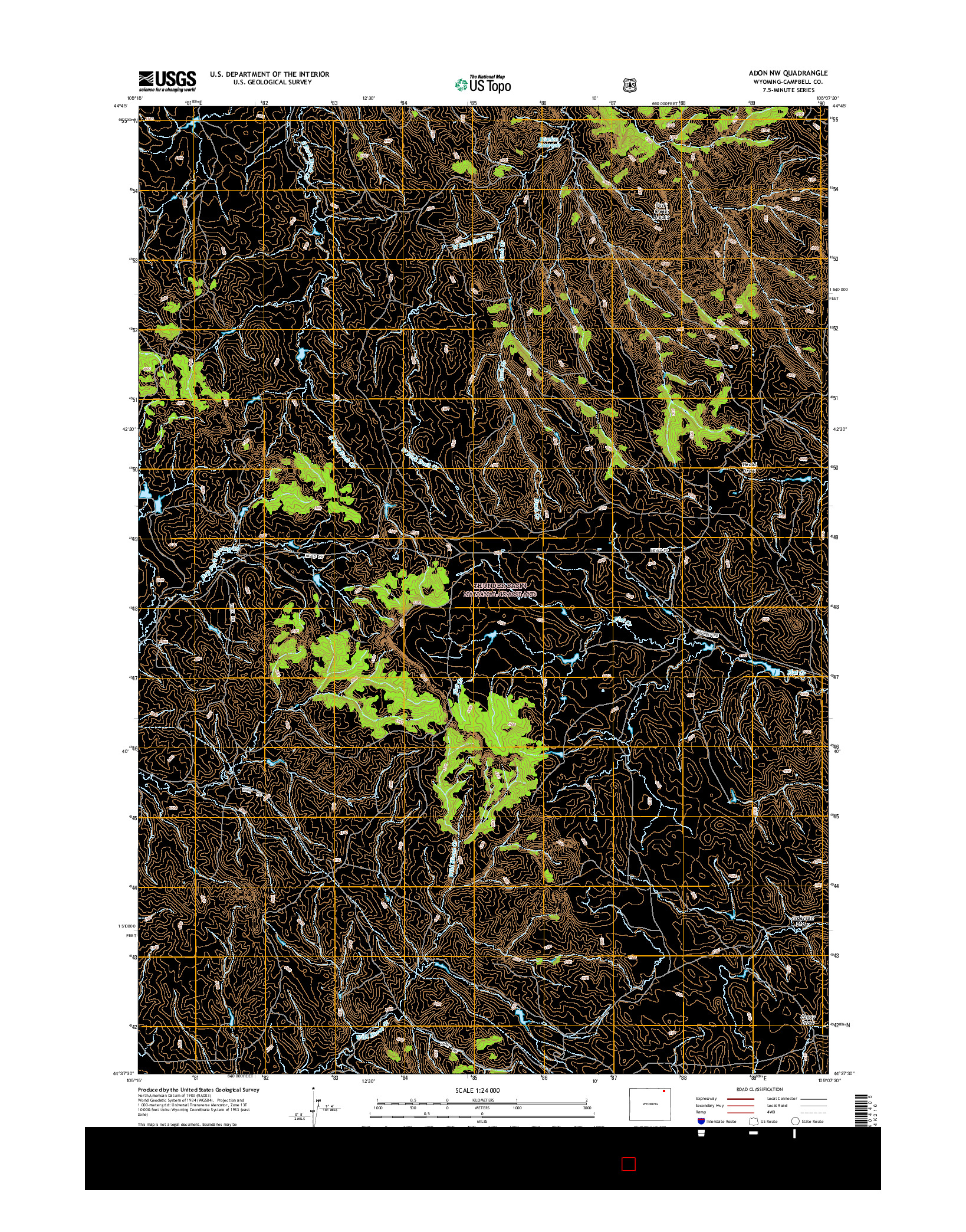 USGS US TOPO 7.5-MINUTE MAP FOR ADON NW, WY 2015