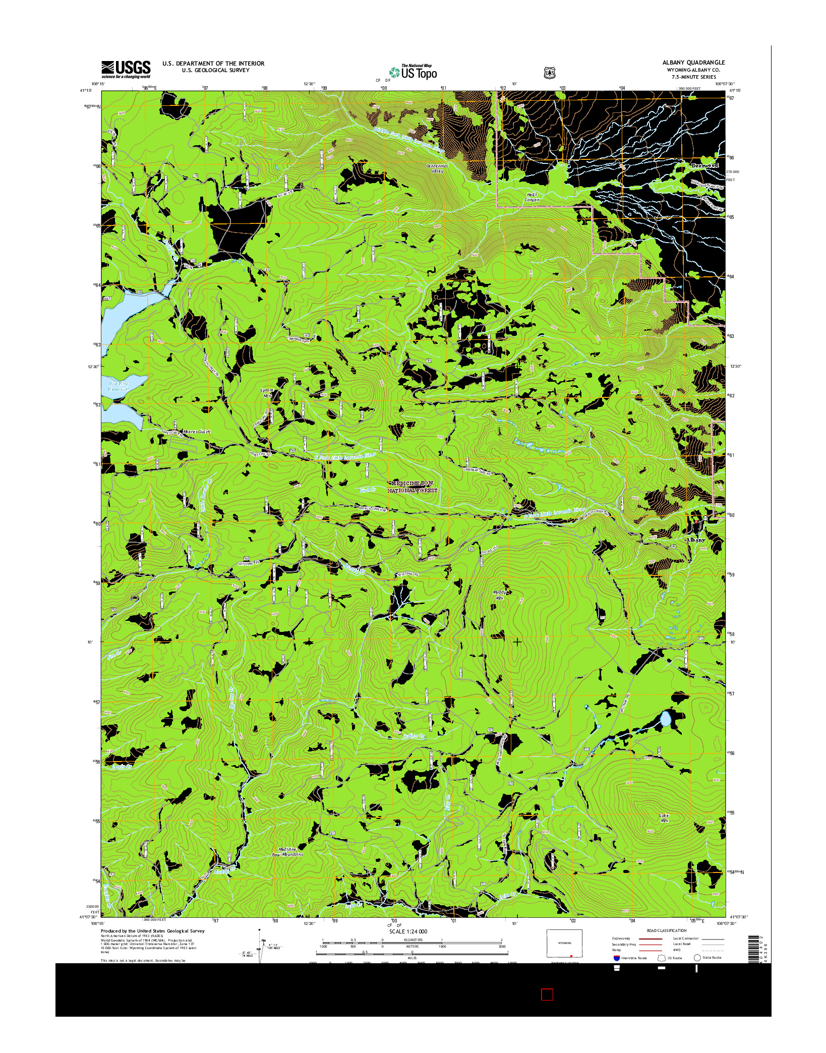 USGS US TOPO 7.5-MINUTE MAP FOR ALBANY, WY 2015