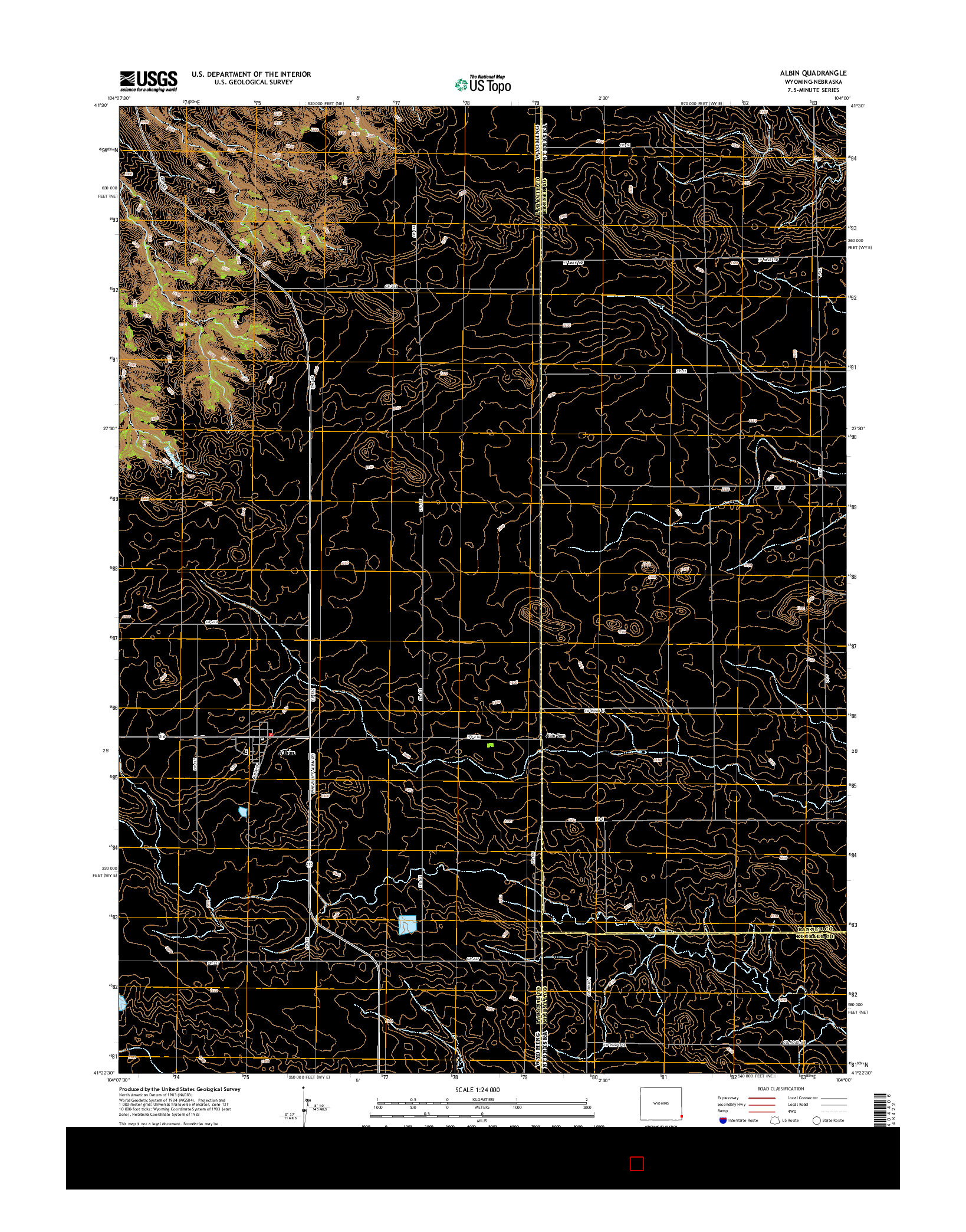 USGS US TOPO 7.5-MINUTE MAP FOR ALBIN, WY-NE 2015