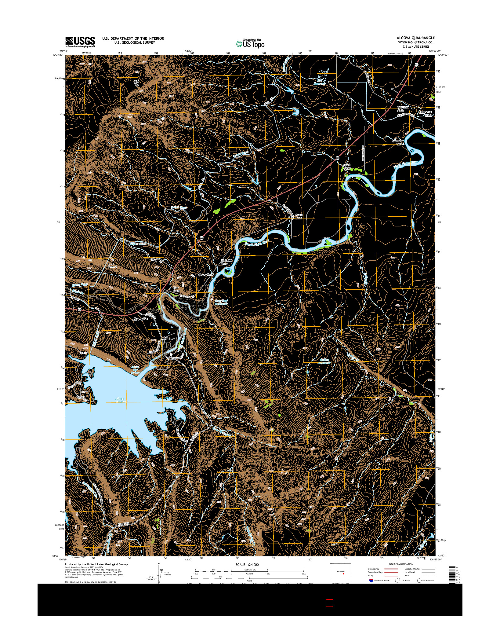 USGS US TOPO 7.5-MINUTE MAP FOR ALCOVA, WY 2015