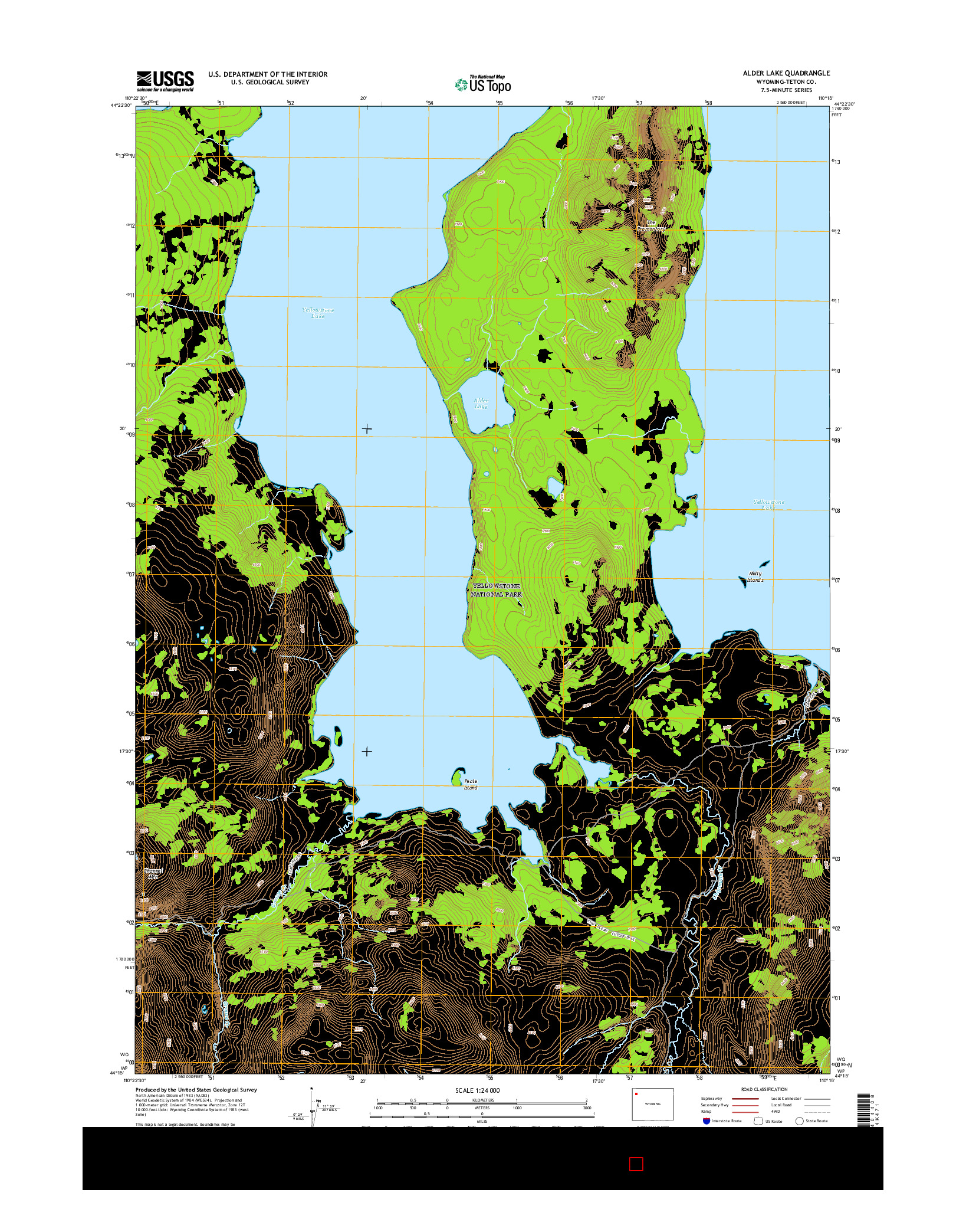 USGS US TOPO 7.5-MINUTE MAP FOR ALDER LAKE, WY 2015