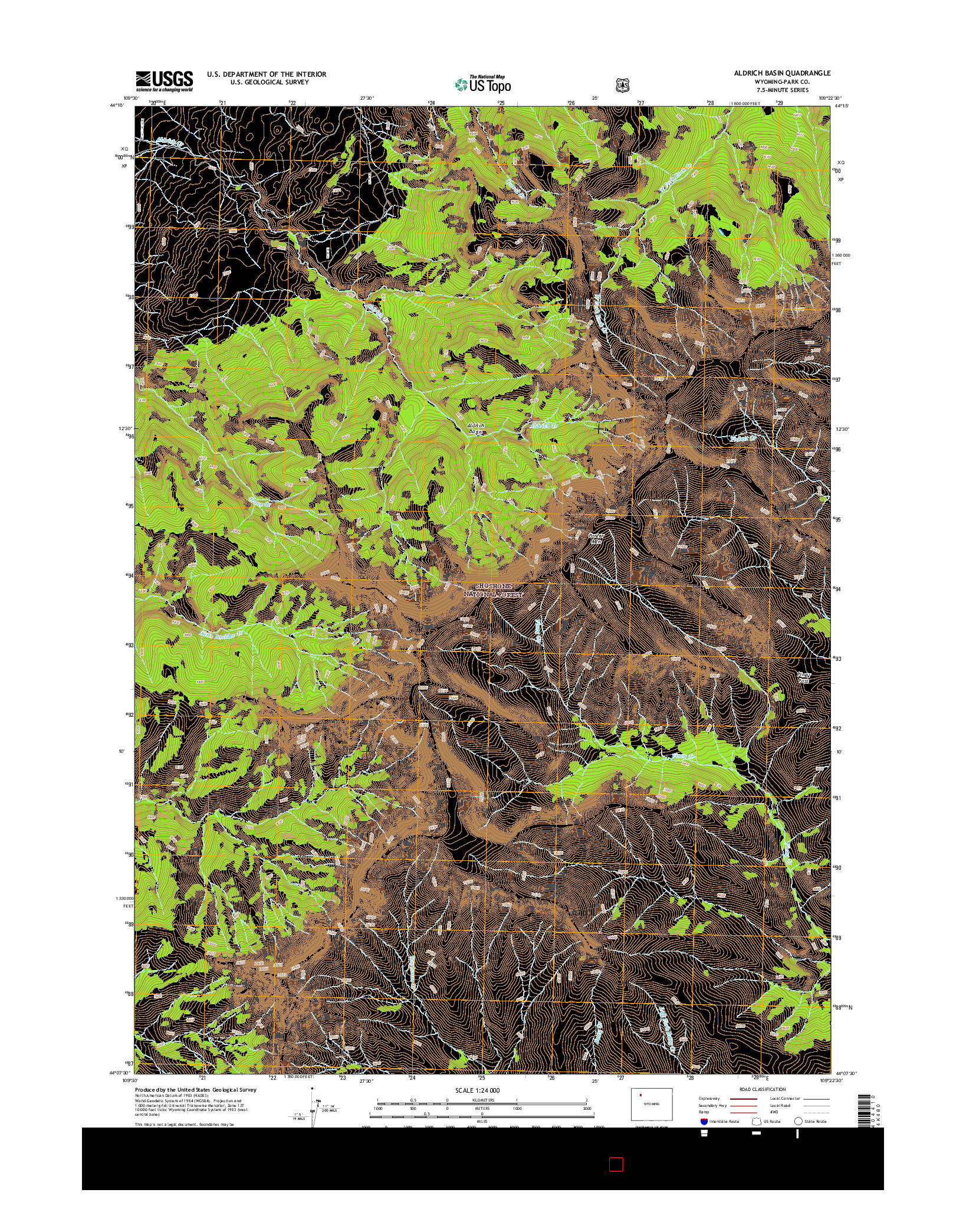 USGS US TOPO 7.5-MINUTE MAP FOR ALDRICH BASIN, WY 2015