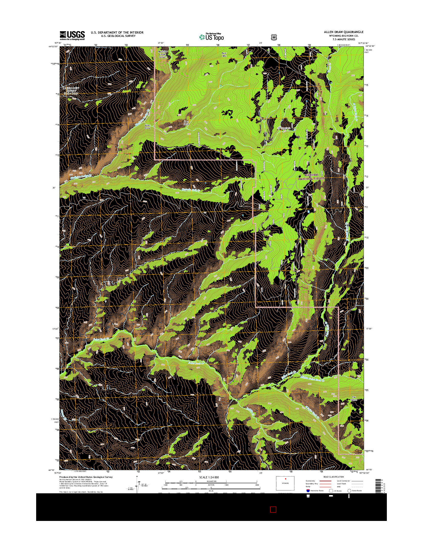 USGS US TOPO 7.5-MINUTE MAP FOR ALLEN DRAW, WY 2015