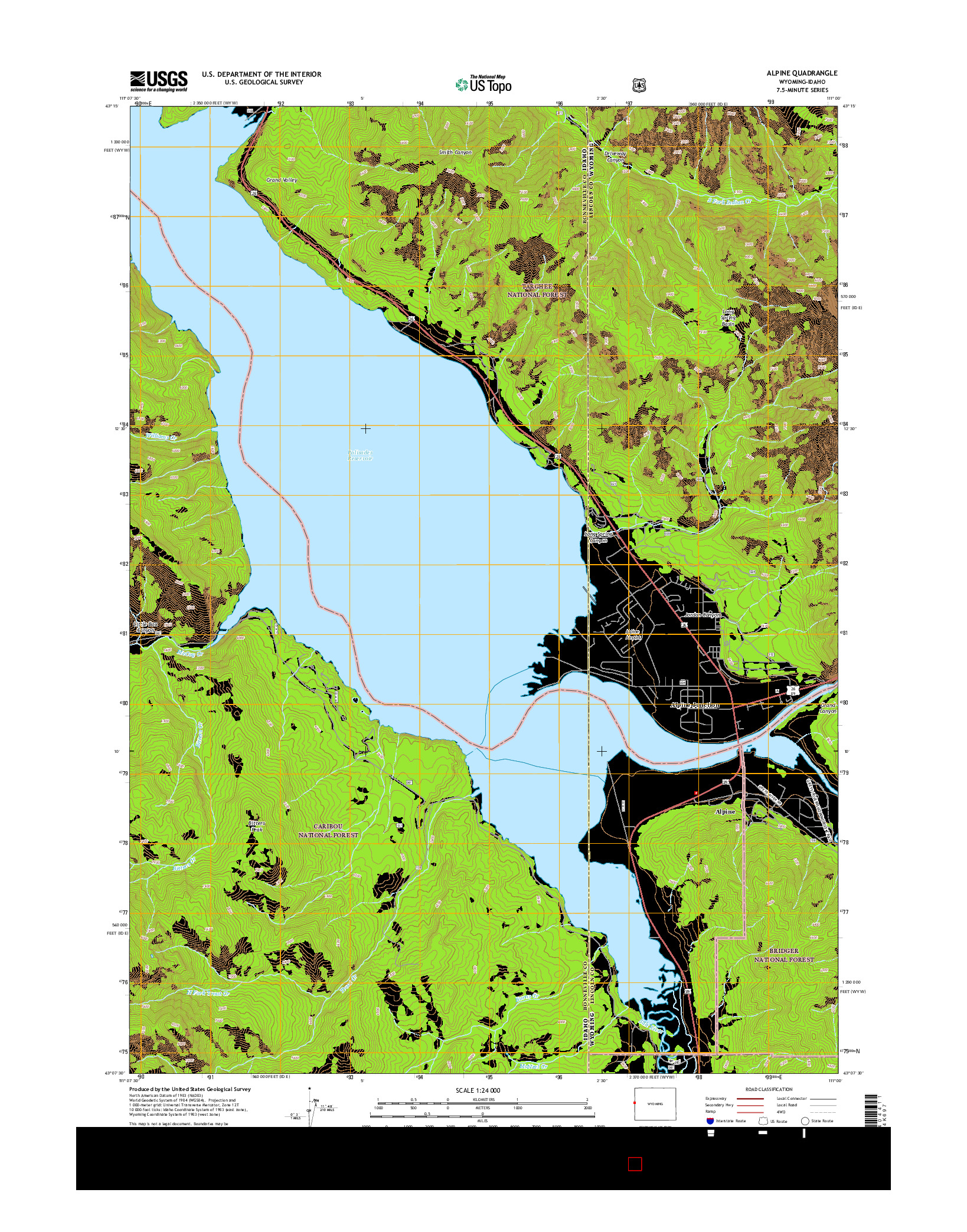 USGS US TOPO 7.5-MINUTE MAP FOR ALPINE, WY-ID 2015