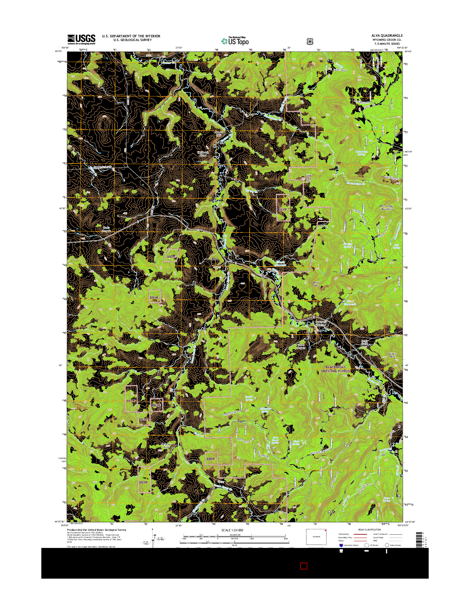 USGS US TOPO 7.5-MINUTE MAP FOR ALVA, WY 2015