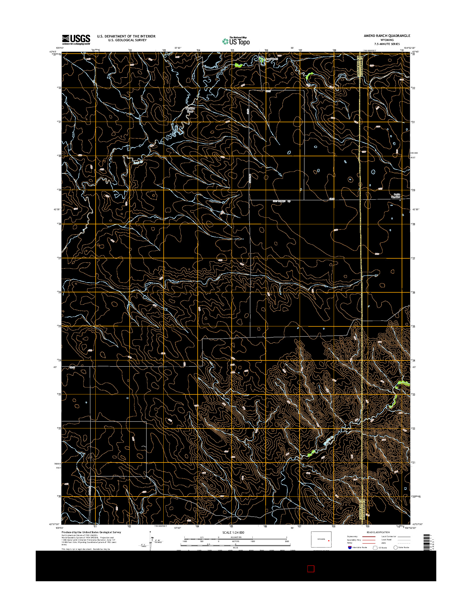 USGS US TOPO 7.5-MINUTE MAP FOR AMEND RANCH, WY 2015